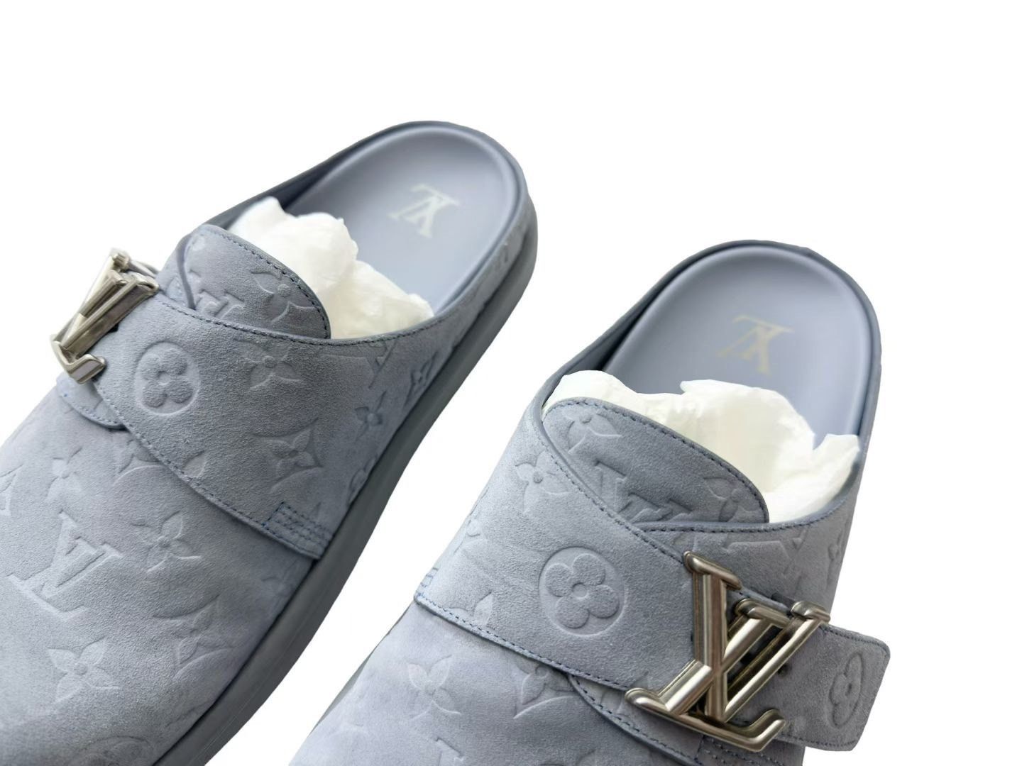 Louis Vuitton Louis Vuitton Blue Embossed Monogram Slippers Size US 9 / EU 42 - 3 Thumbnail