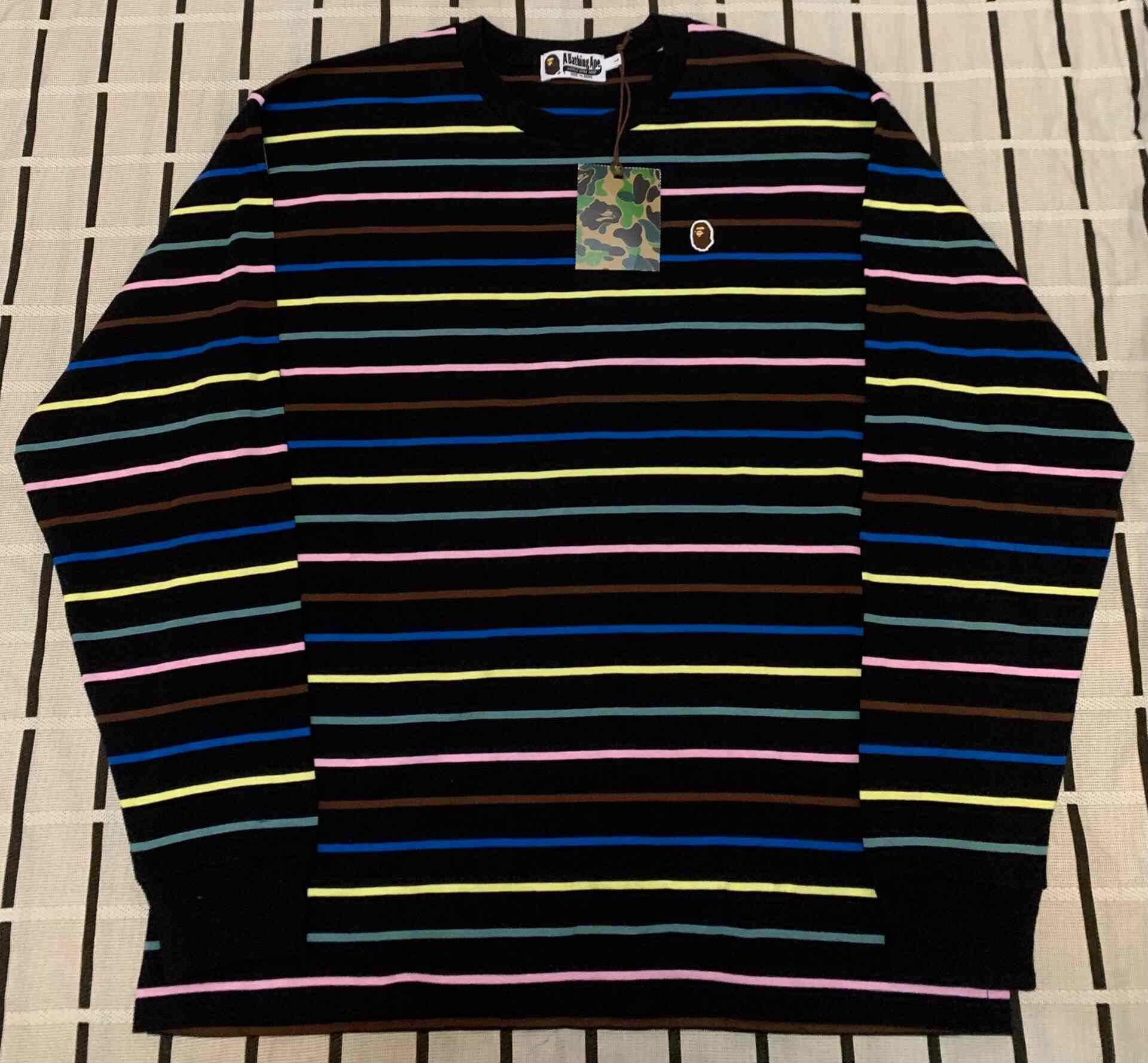 Bape Bape Striped Ape Head Multi T-Shirt L Men Size US L / EU 52-54 / 3 - 3 Thumbnail