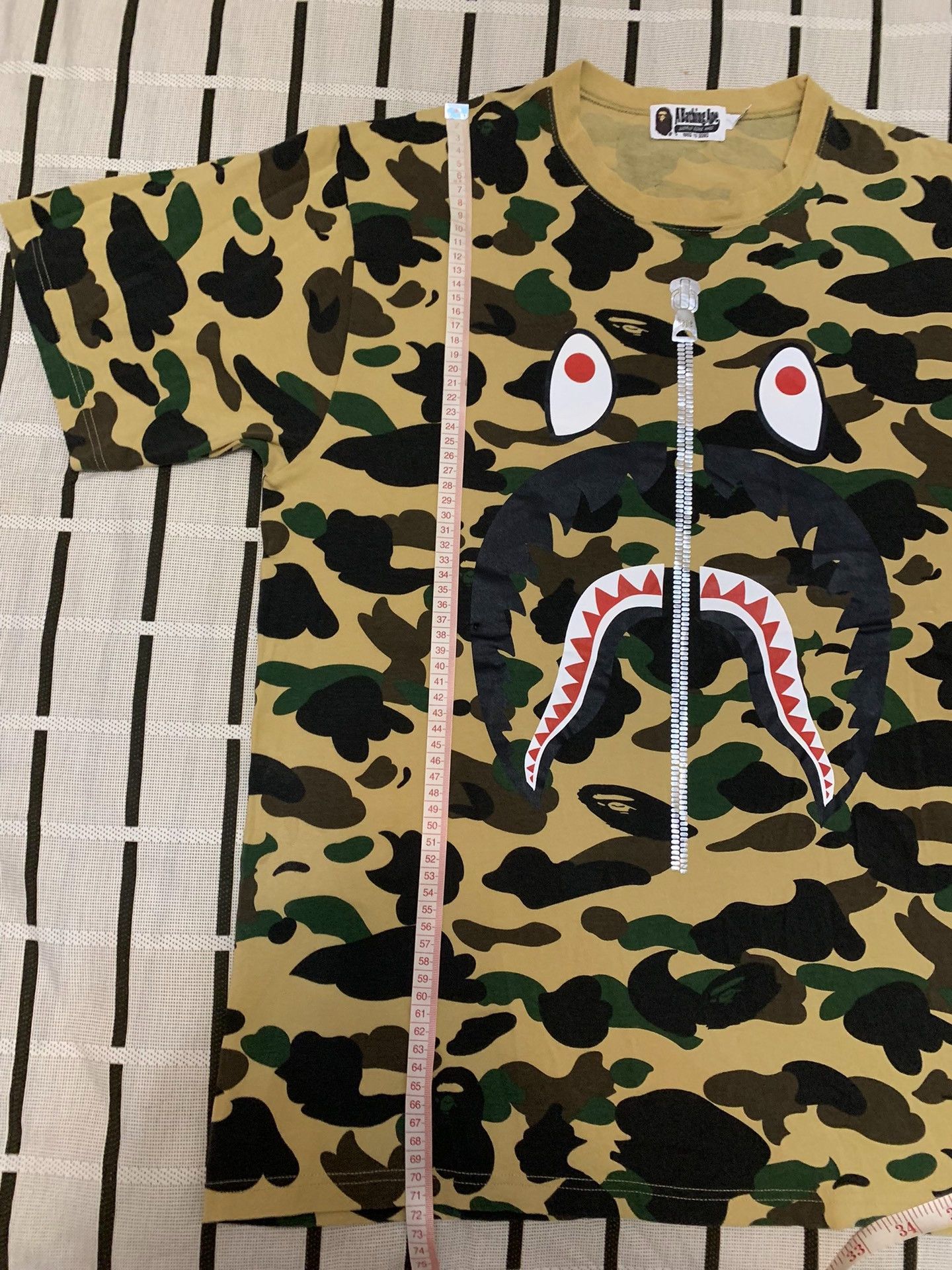 Bape Bape Shark Camo Yellow T-Shirt XL Men Size US XL / EU 56 / 4 - 7 Thumbnail