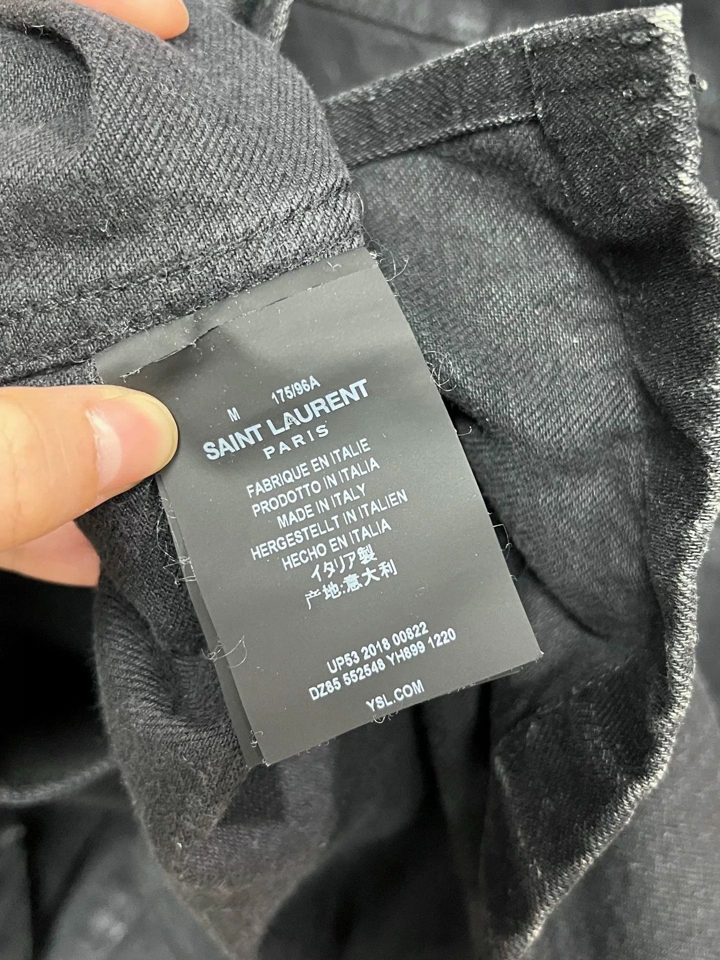 Saint Laurent Paris Saint Laurent Washed Black Belted Denim Jacket Size US M / EU 48-50 / 2 - 4 Thumbnail