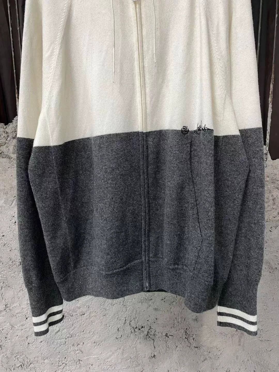 Hiroshi Fujiwara Loro Piana Gray White Cashmere Knit Hoodie Size US M / EU 48-50 / 2 - 4 Thumbnail