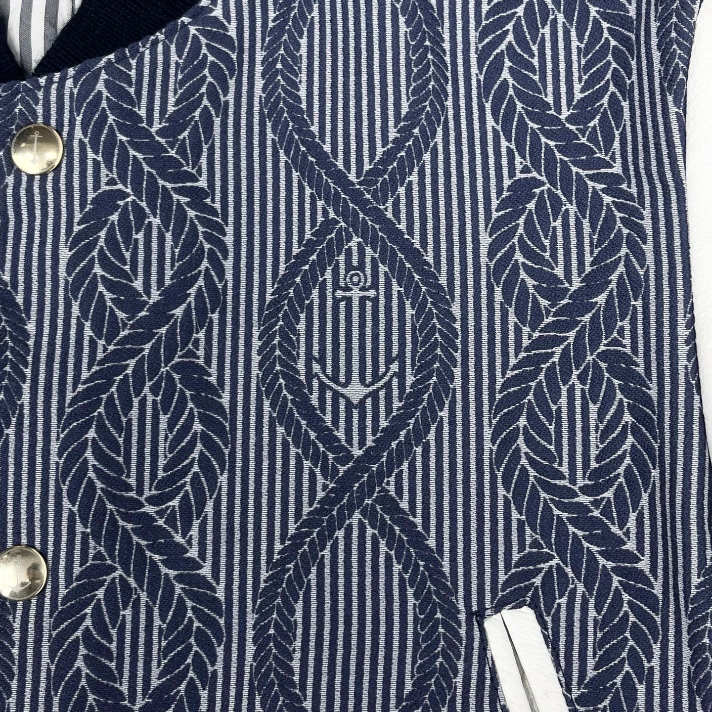 Thom Browne Thom Browne Anchor Ribbed Leather Patch Baseball Jacket Size US S / EU 44-46 / 1 - 7 Thumbnail