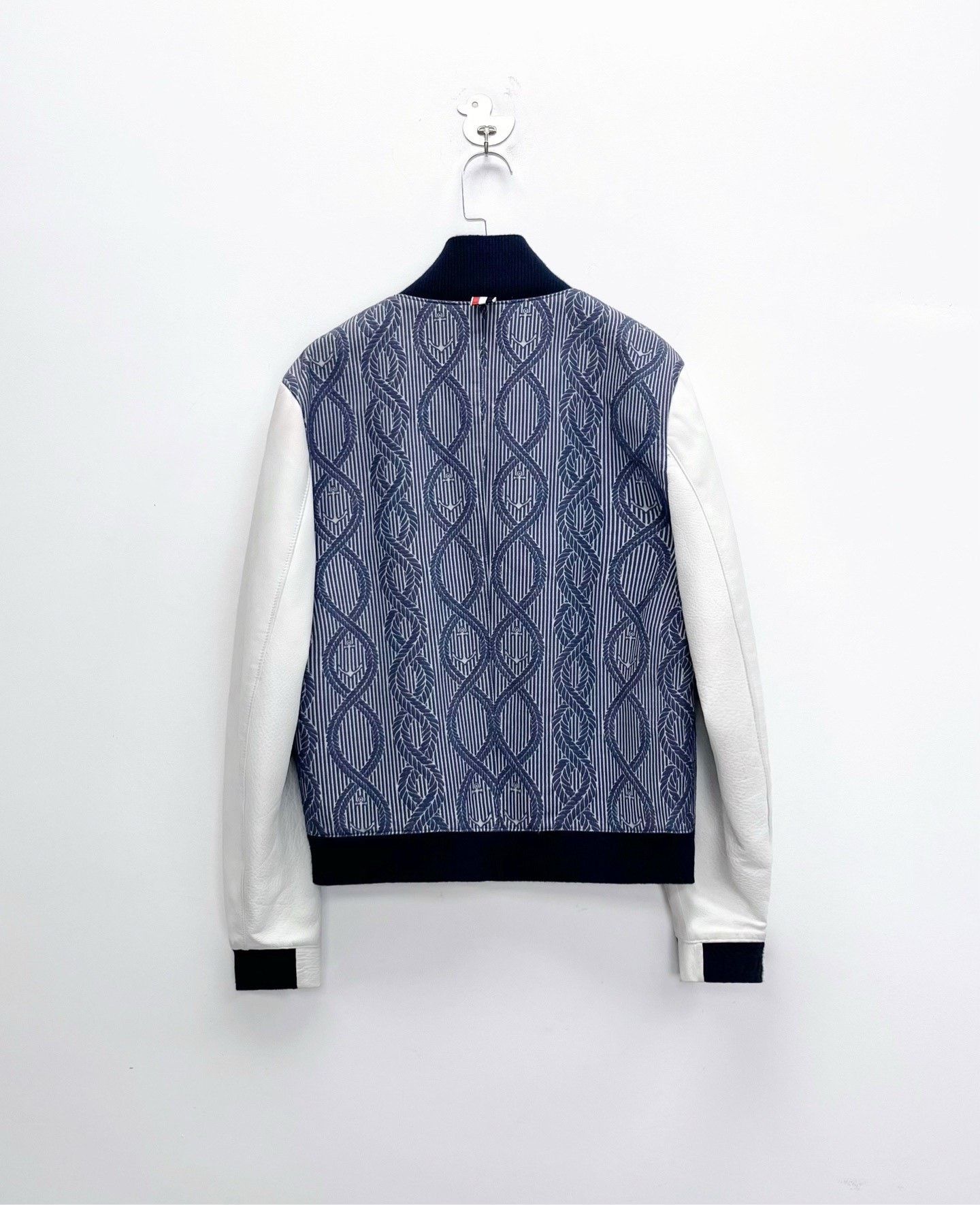 Thom Browne Thom Browne Anchor Ribbed Leather Patch Baseball Jacket Size US S / EU 44-46 / 1 - 2 Thumbnail