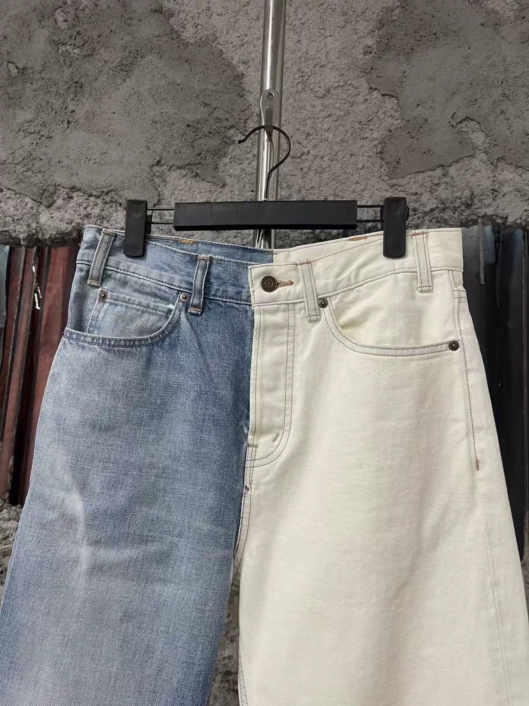 Celine Celine Blue White Patchwork Washed Jeans Size 29" - 3 Thumbnail