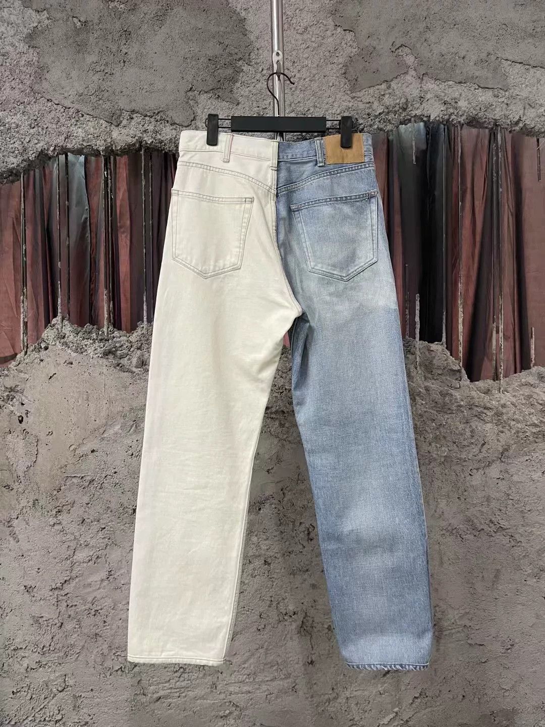 Celine Celine Blue White Patchwork Washed Jeans Size 29" - 2 Thumbnail