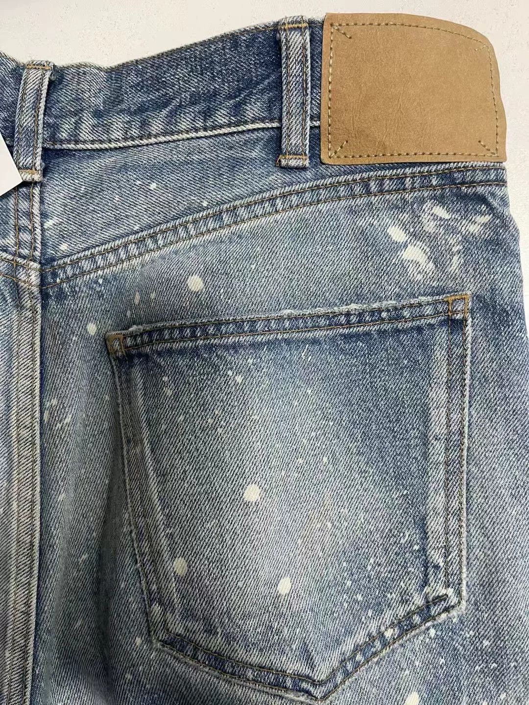 Celine Celine Washed Blue Distressed Splatter Jeans Size 29" - 5 Thumbnail