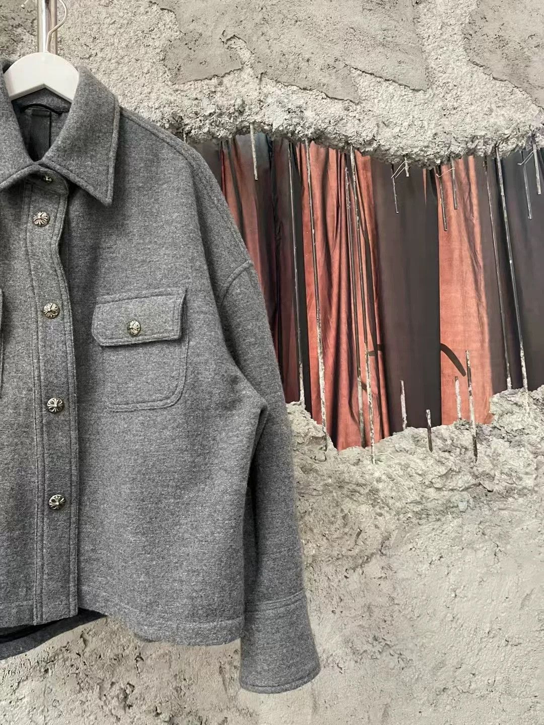 Chrome Hearts Chrome Hearts Gray Silver Buckle Wool Jacket Size US S / EU 44-46 / 1 - 4 Thumbnail