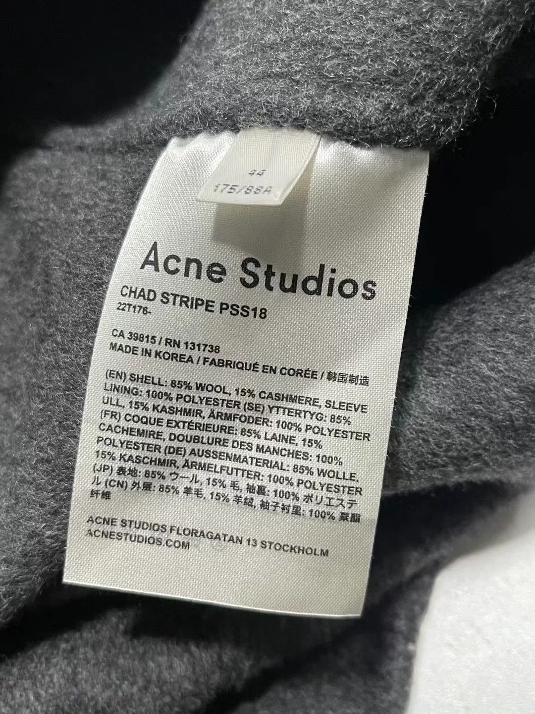 Acne Studios Acne Studios Gray Pinstripe Lapel Wool Coat Size US S / EU 44-46 / 1 - 5 Thumbnail