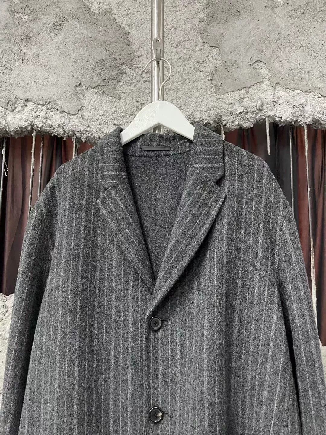 Acne Studios Acne Studios Gray Pinstripe Lapel Wool Coat Size US S / EU 44-46 / 1 - 3 Thumbnail