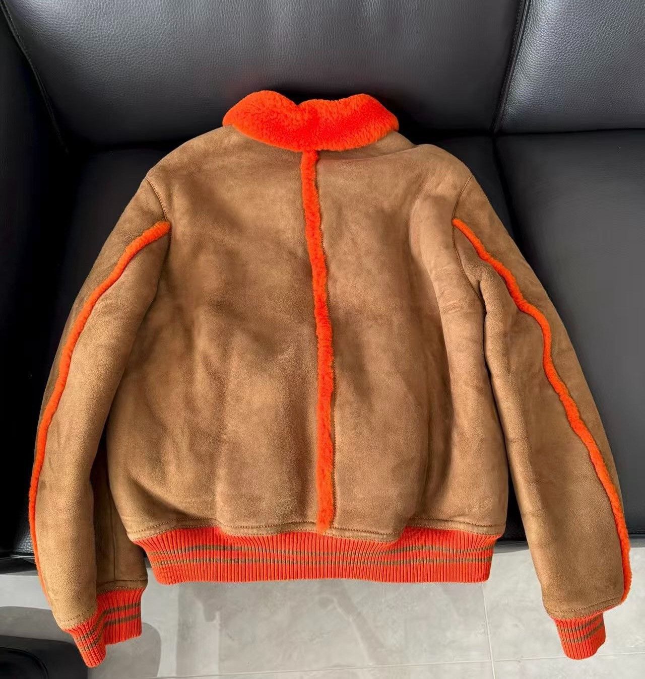 Louis Vuitton Louis Vuitton Orange Brown Shearling Jacket Size US M / EU 48-50 / 2 - 2 Thumbnail