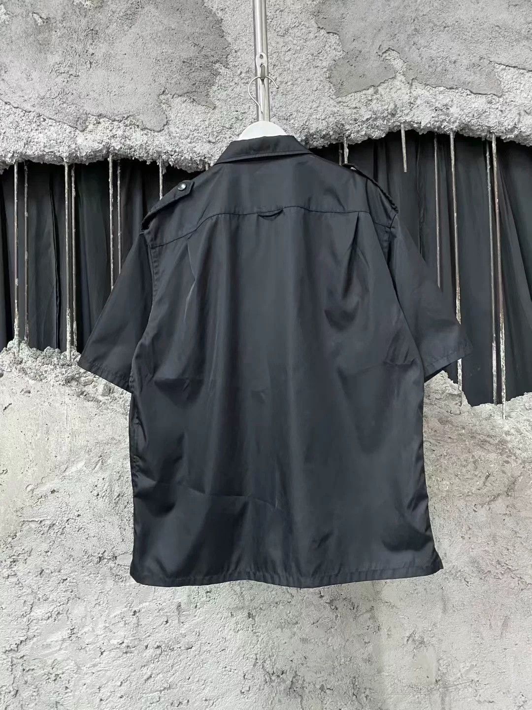 Prada Prada Black Nylon Triangle Logo Short Sleeve Shirt Size US M / EU 48-50 / 2 - 2 Thumbnail