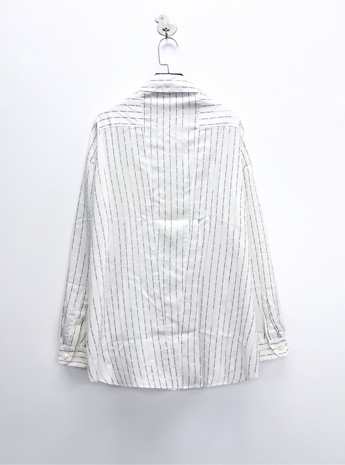 Prada Prada Striped Logo Silk Shirt Size S / US 4 / IT 40 - 2 Thumbnail