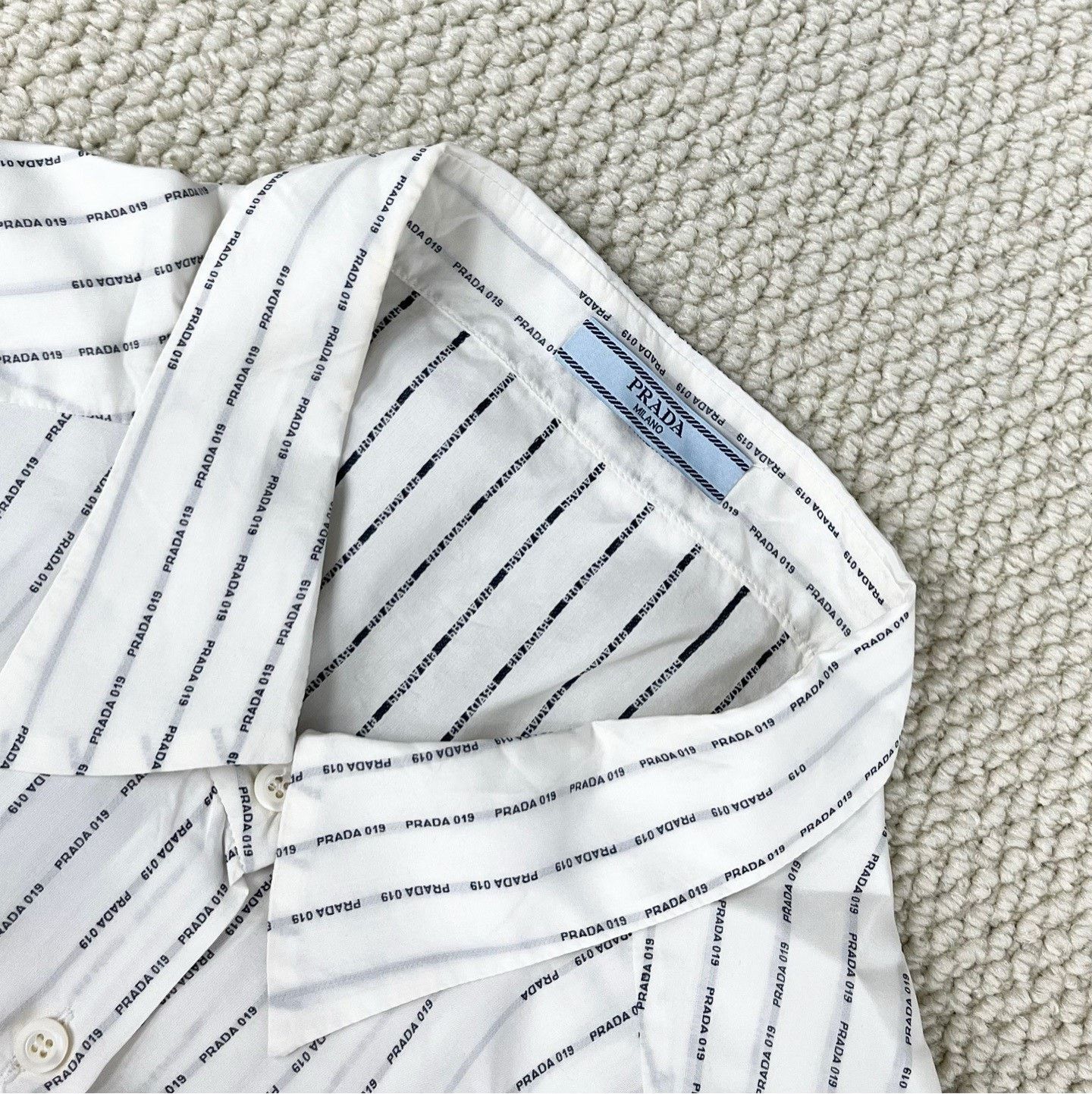 Prada Prada Striped Logo Silk Shirt Size S / US 4 / IT 40 - 3 Thumbnail