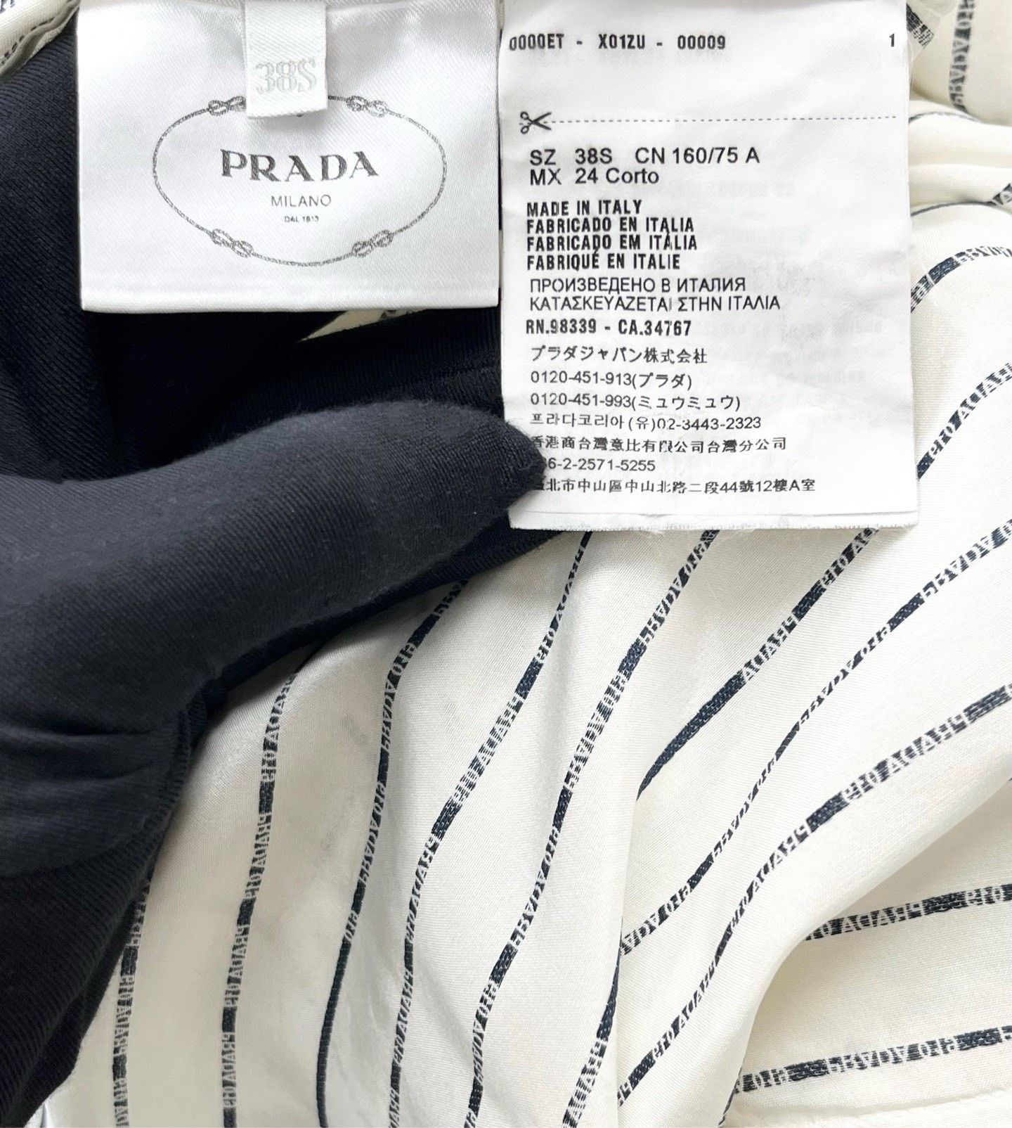 Prada Prada Striped Logo Silk Shirt Size S / US 4 / IT 40 - 4 Thumbnail