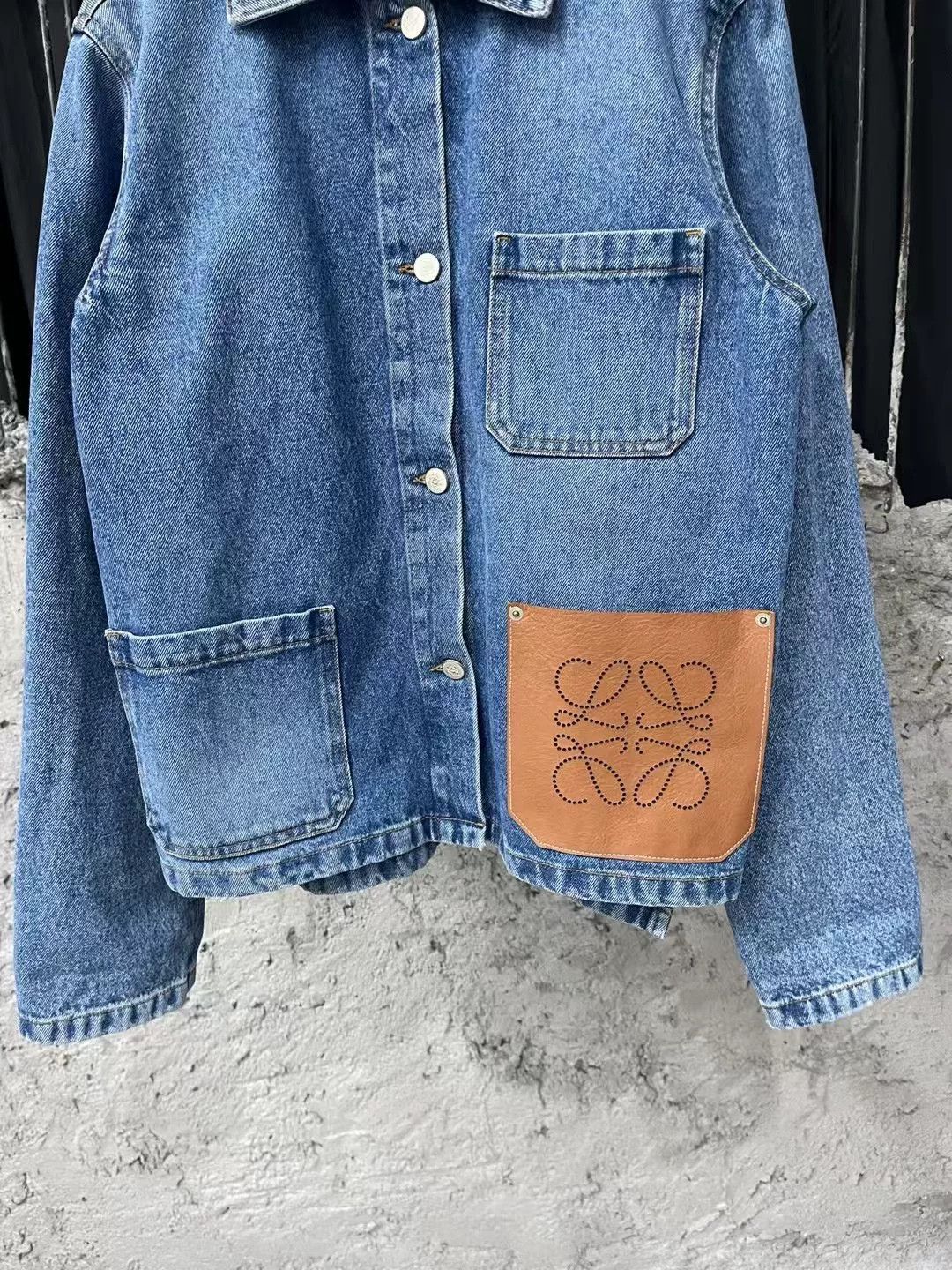 Loewe Loewe Patchwork Leather Cutout Logo Denim Jacket Size XS / US 0-2 / IT 36-38 - 4 Thumbnail