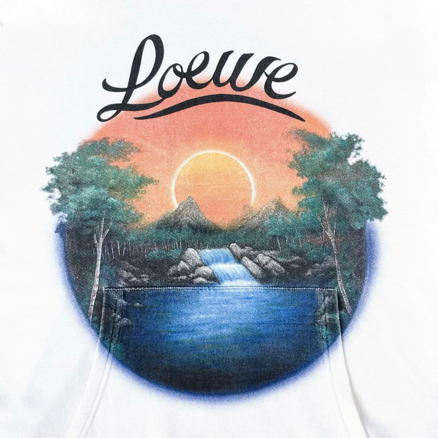 Loewe Loewe White Sunset Logo Drawstring Hoodie Size US M / EU 48-50 / 2 - 4 Thumbnail