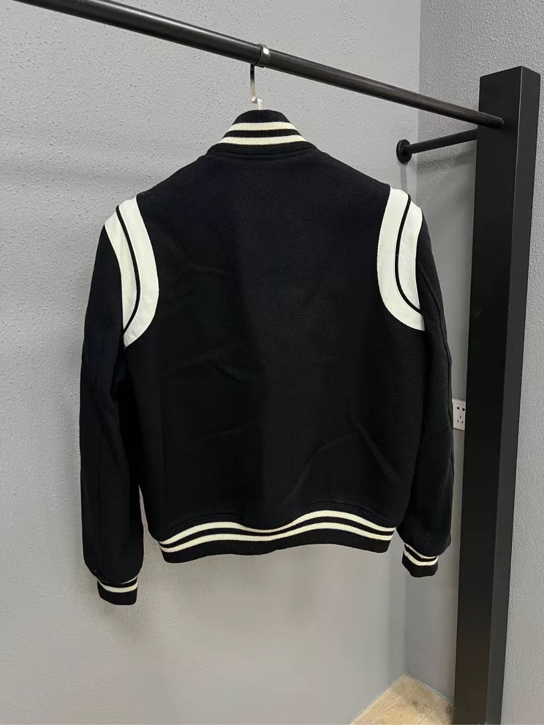 Saint Laurent Paris Saint Laurent SLP Black White Leather Baseball Jacket Size US M / EU 48-50 / 2 - 2 Thumbnail