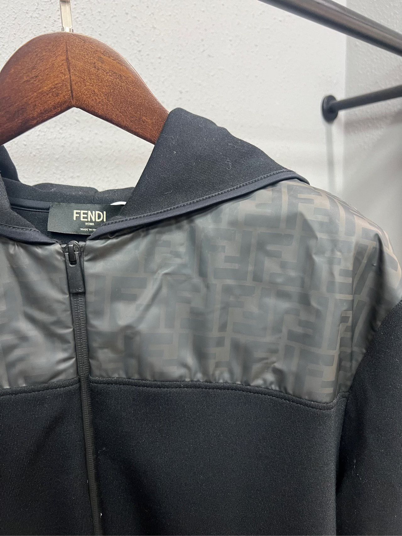 Fendi Fendi Black Zucca Logo Patchwork Hoodie Size US XXL / EU 58 / 5 - 3 Thumbnail