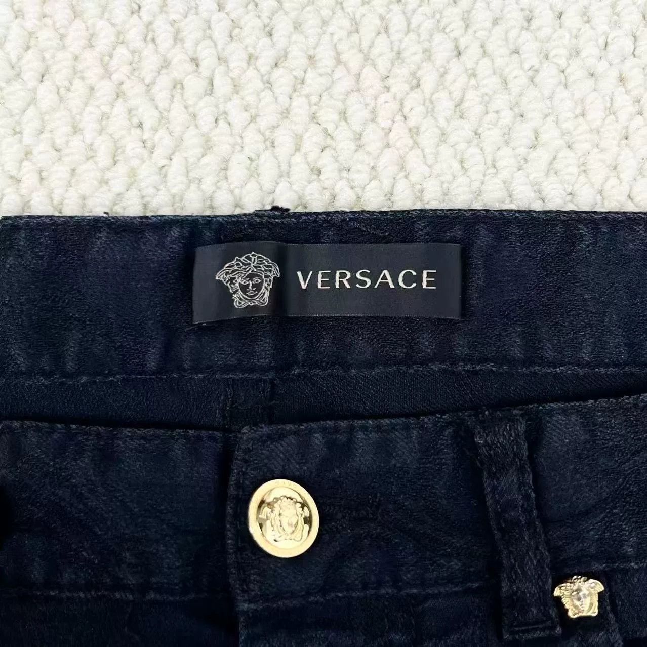 Versace Versace Black Medusa Leather Patch Jeans Size US 27 - 3 Thumbnail