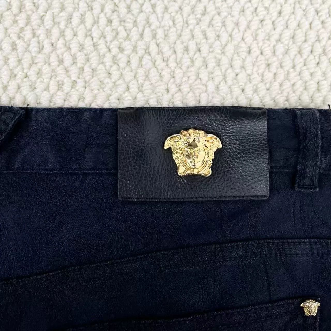 Versace Versace Black Medusa Leather Patch Jeans Size US 27 - 5 Thumbnail