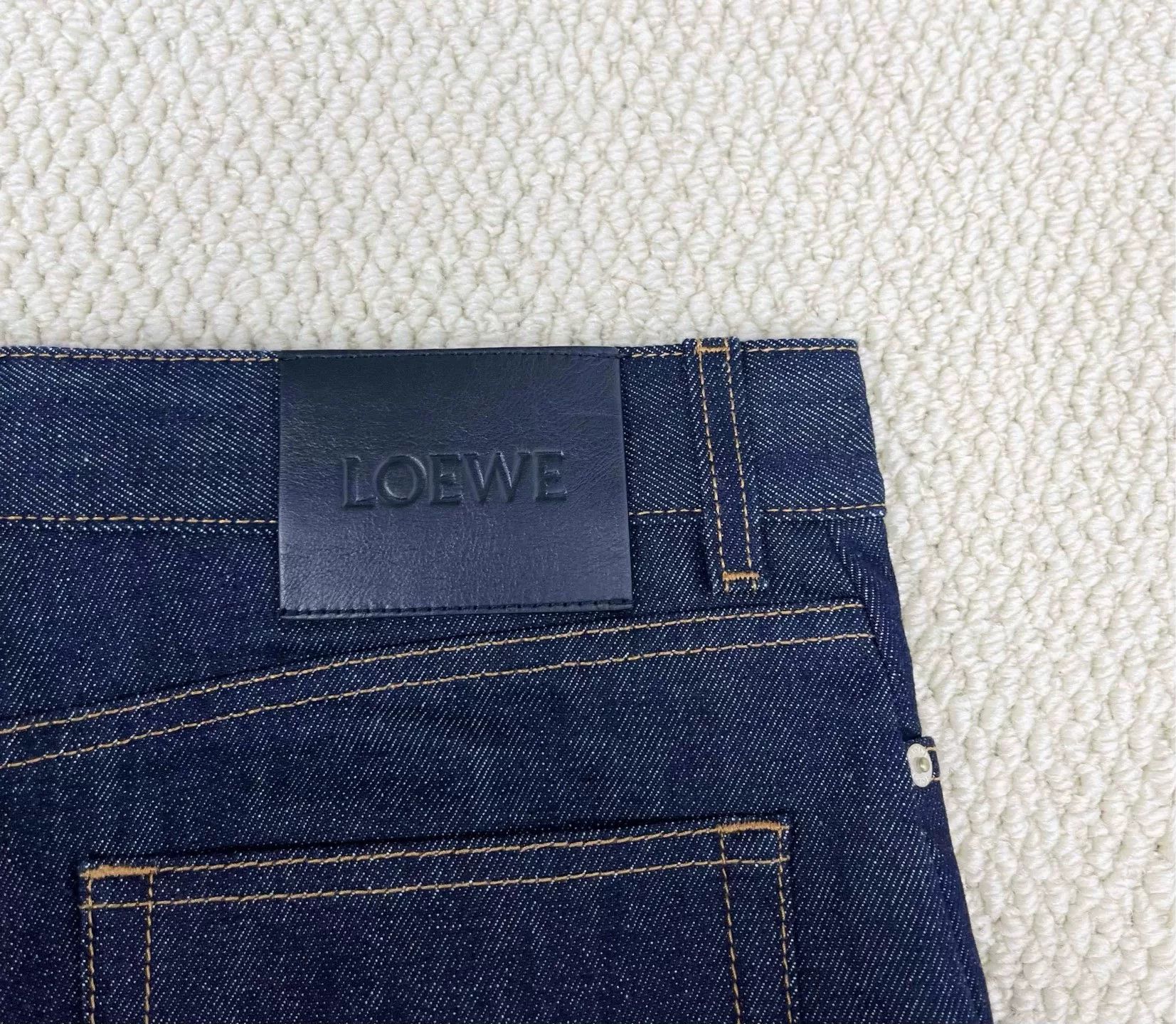 Loewe Loewe Dark Blue Oversized Flared Leather Patch Jeans Size US 30 / EU 46 - 4 Thumbnail