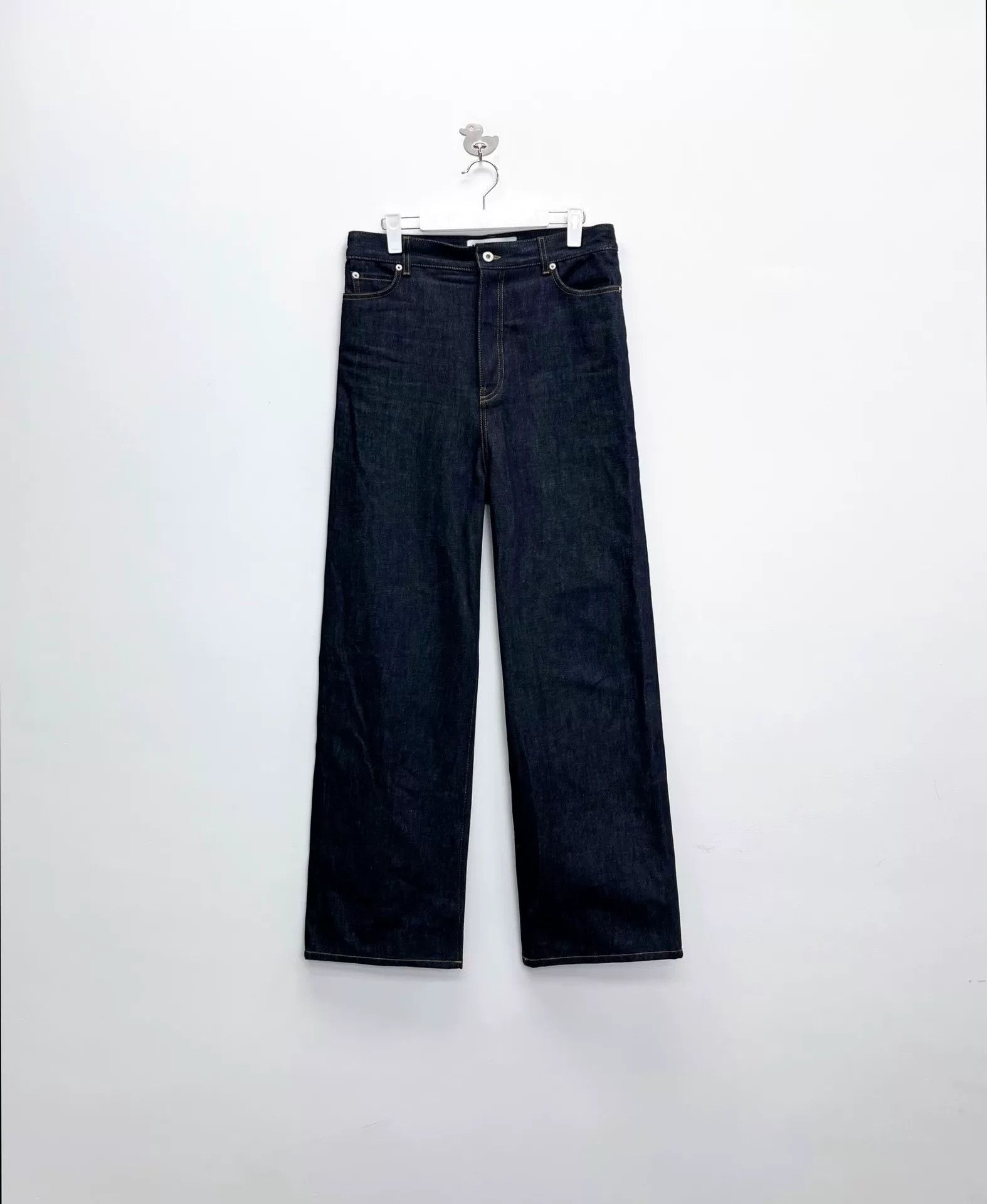 Loewe Loewe Dark Blue Oversized Flared Leather Patch Jeans Size US 30 / EU 46 - 2 Thumbnail
