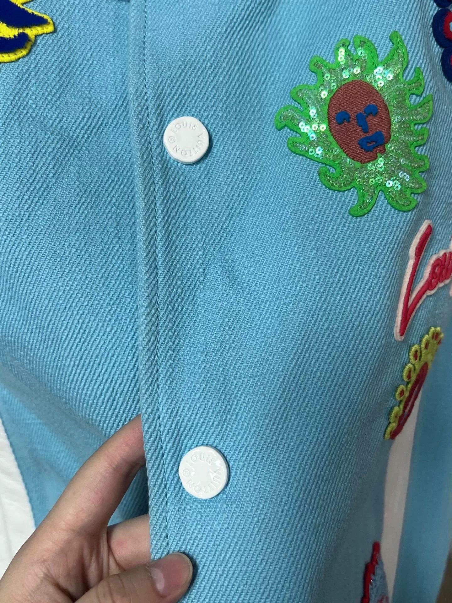 Louis Vuitton Louis Vuitton Yayoi Kusama Blue White Embroidered Baseball Jacket Size US L / EU 52-54 / 3 - 6 Thumbnail