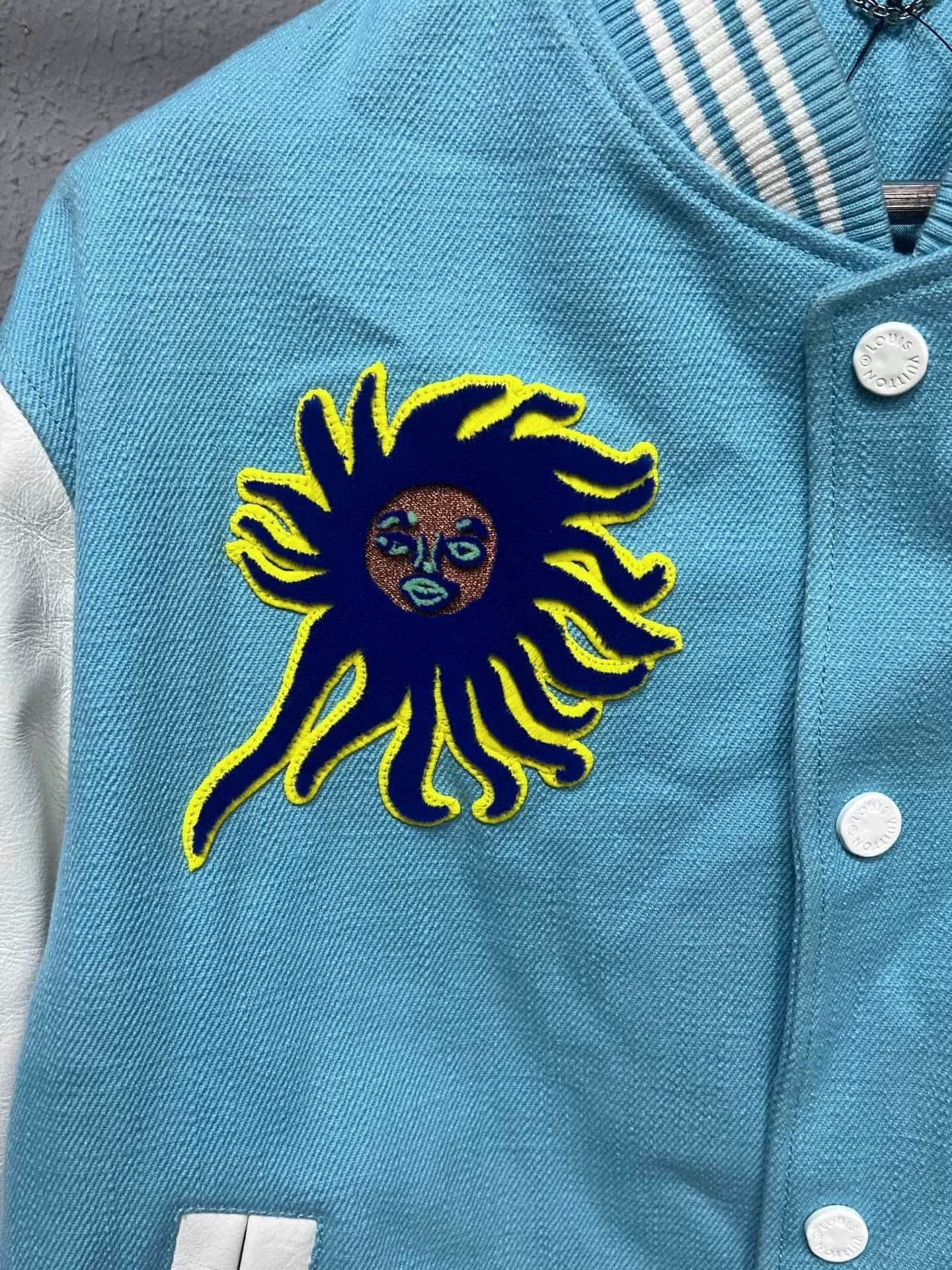 Louis Vuitton Louis Vuitton Yayoi Kusama Blue White Embroidered Baseball Jacket Size US L / EU 52-54 / 3 - 4 Thumbnail