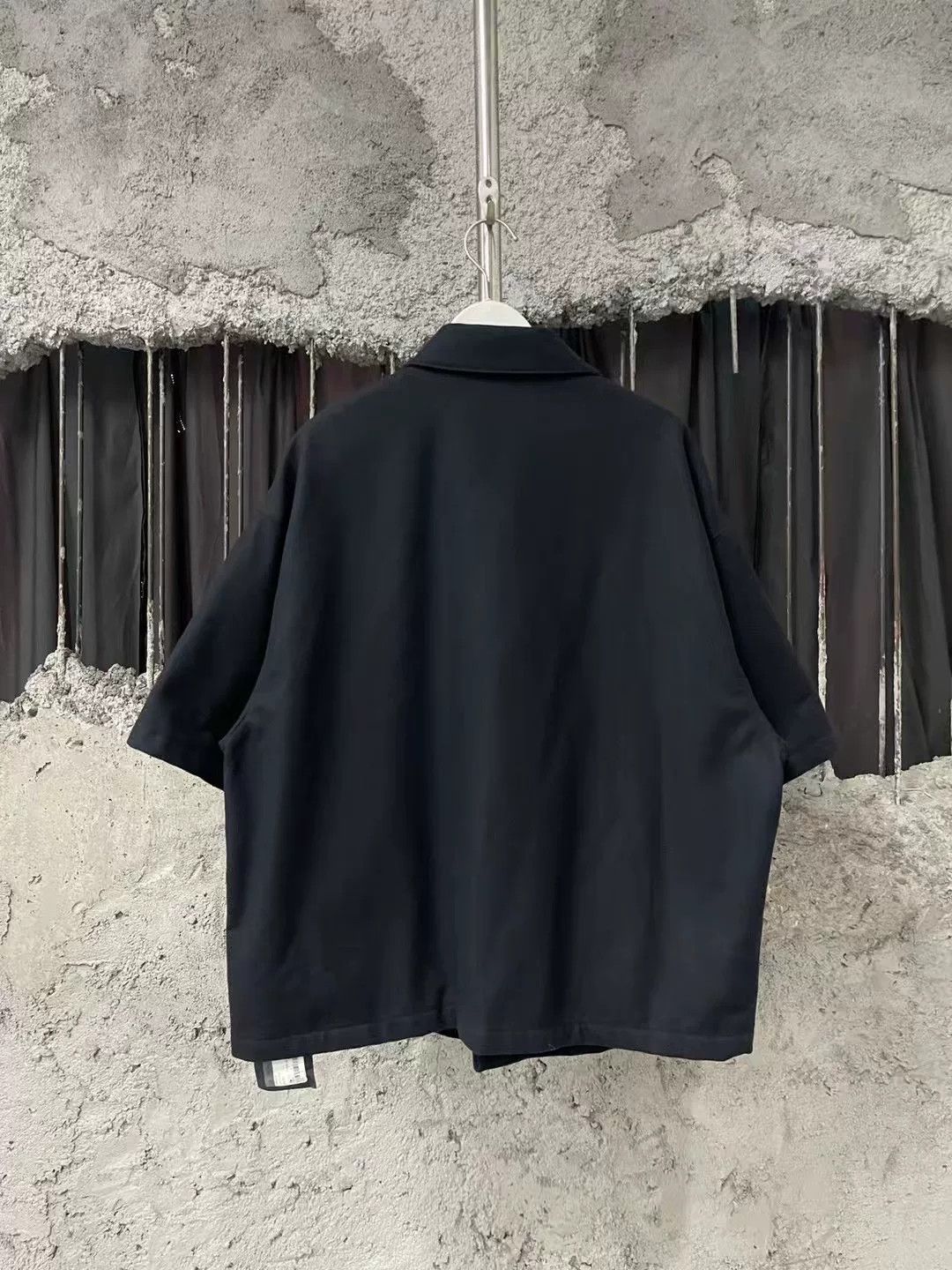 Prada Prada Dark Blue Wool Triangle Logo Short-Sleeve Shirt Size US S / EU 44-46 / 1 - 2 Thumbnail