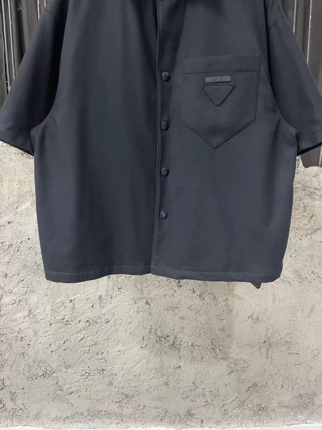 Prada Prada Dark Blue Wool Triangle Logo Short-Sleeve Shirt Size US S / EU 44-46 / 1 - 4 Thumbnail