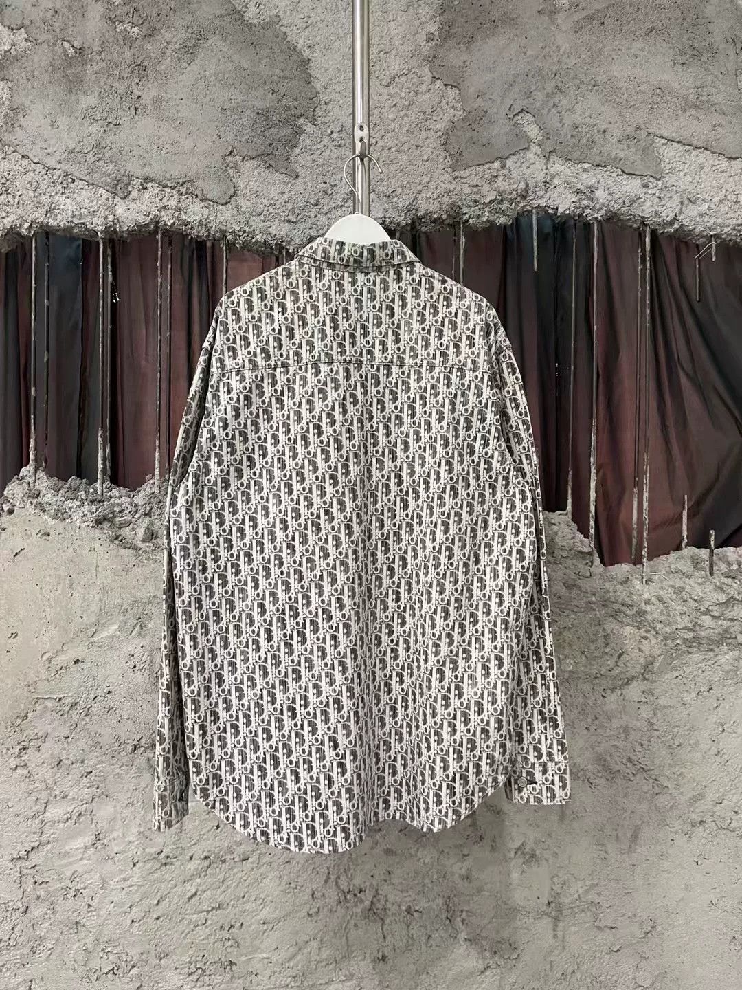 Dior Dior Gray Silver Monogram Denim Shirt Jacket Size US XXS / EU 40 - 2 Thumbnail