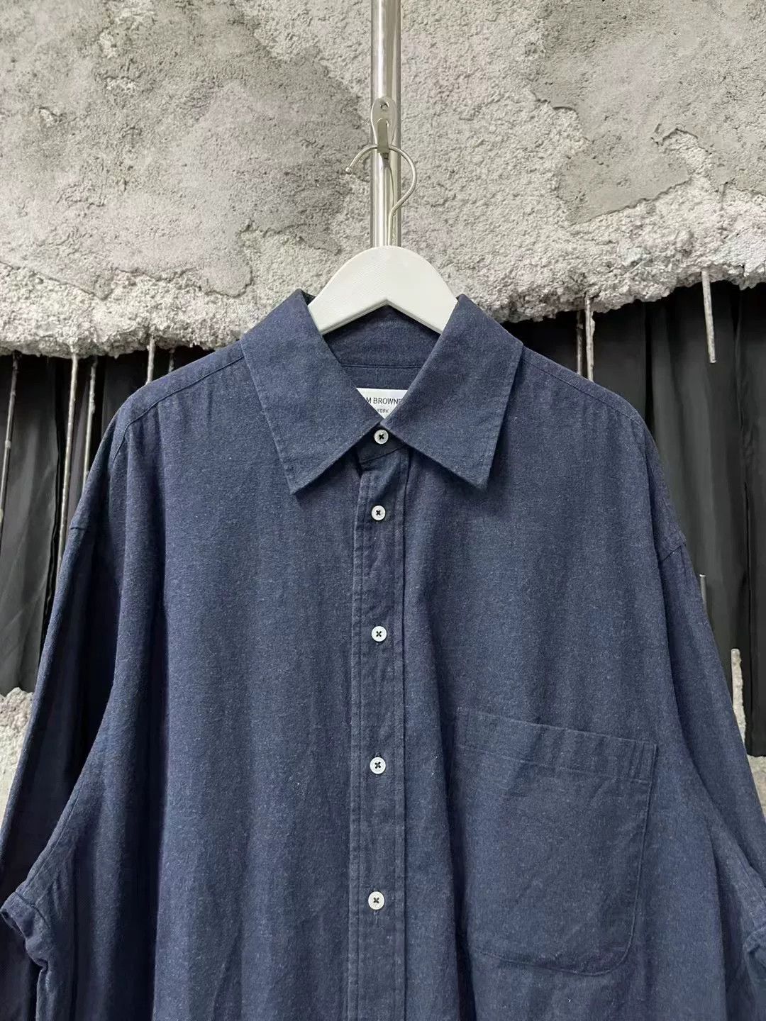 Thom Browne Thom Browne Navy Brushed Distressed Shirt Size US M / EU 48-50 / 2 - 3 Thumbnail