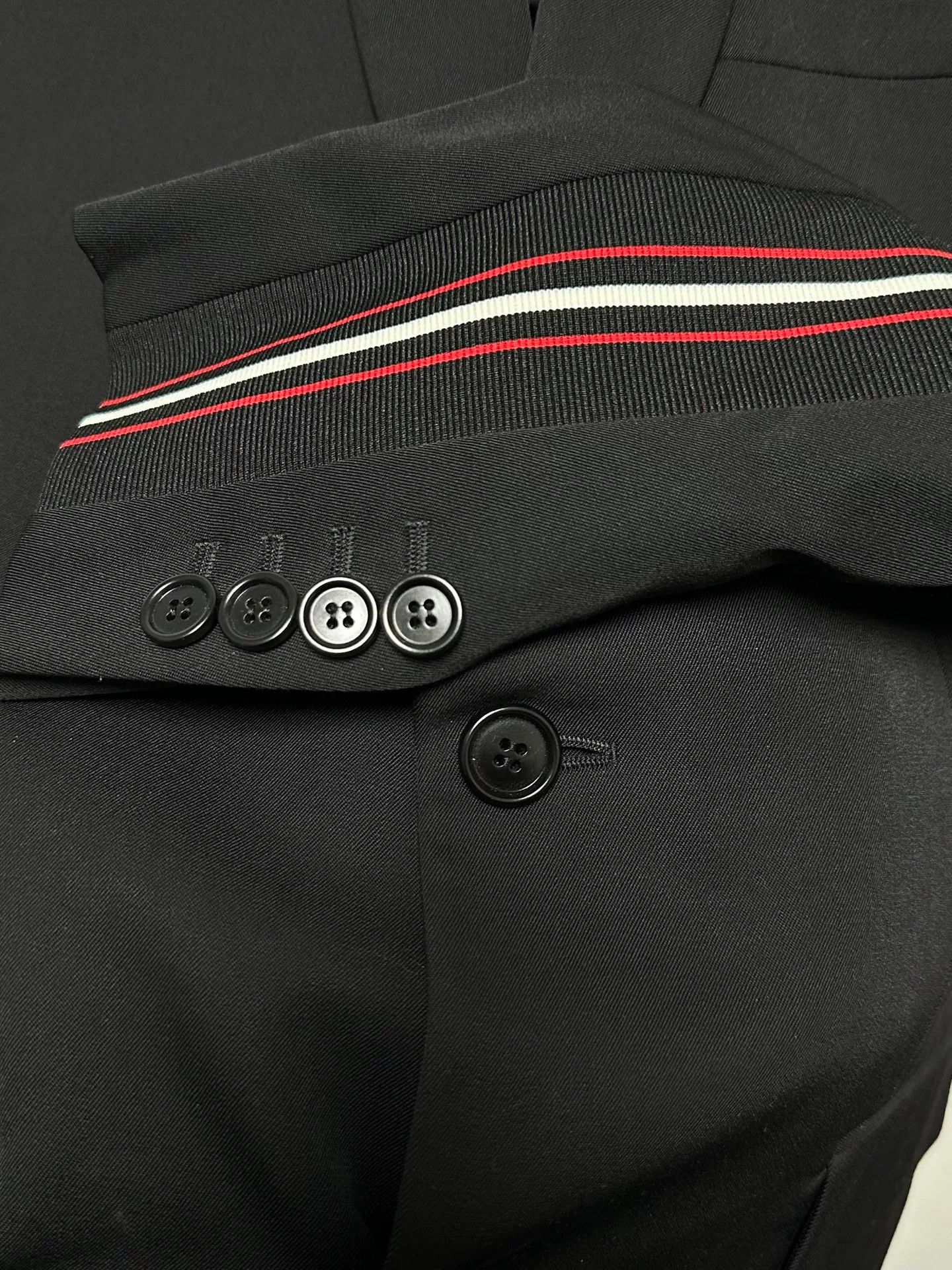 Dior Dior Red-White Ribbon Sleeve Black Blazer Size US S / EU 44-46 / 1 - 3 Thumbnail
