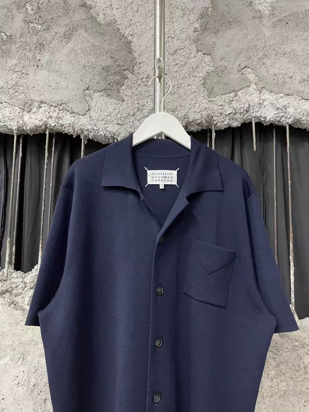 Maison Margiela Maison Margiela Dark Blue Wool Pocket Shirt Size US M / EU 48-50 / 2 - 3 Thumbnail