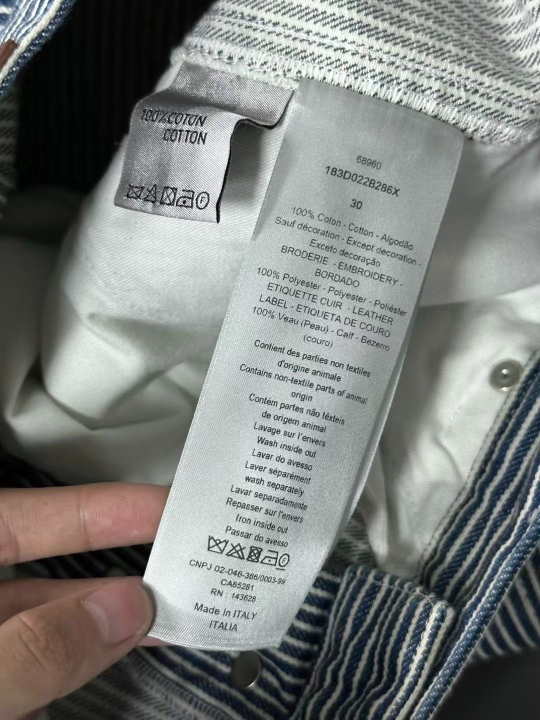 Dior Dior Embroidered Heart Blue White Striped Cargo Pants Size US 30 / EU 46 - 8 Thumbnail