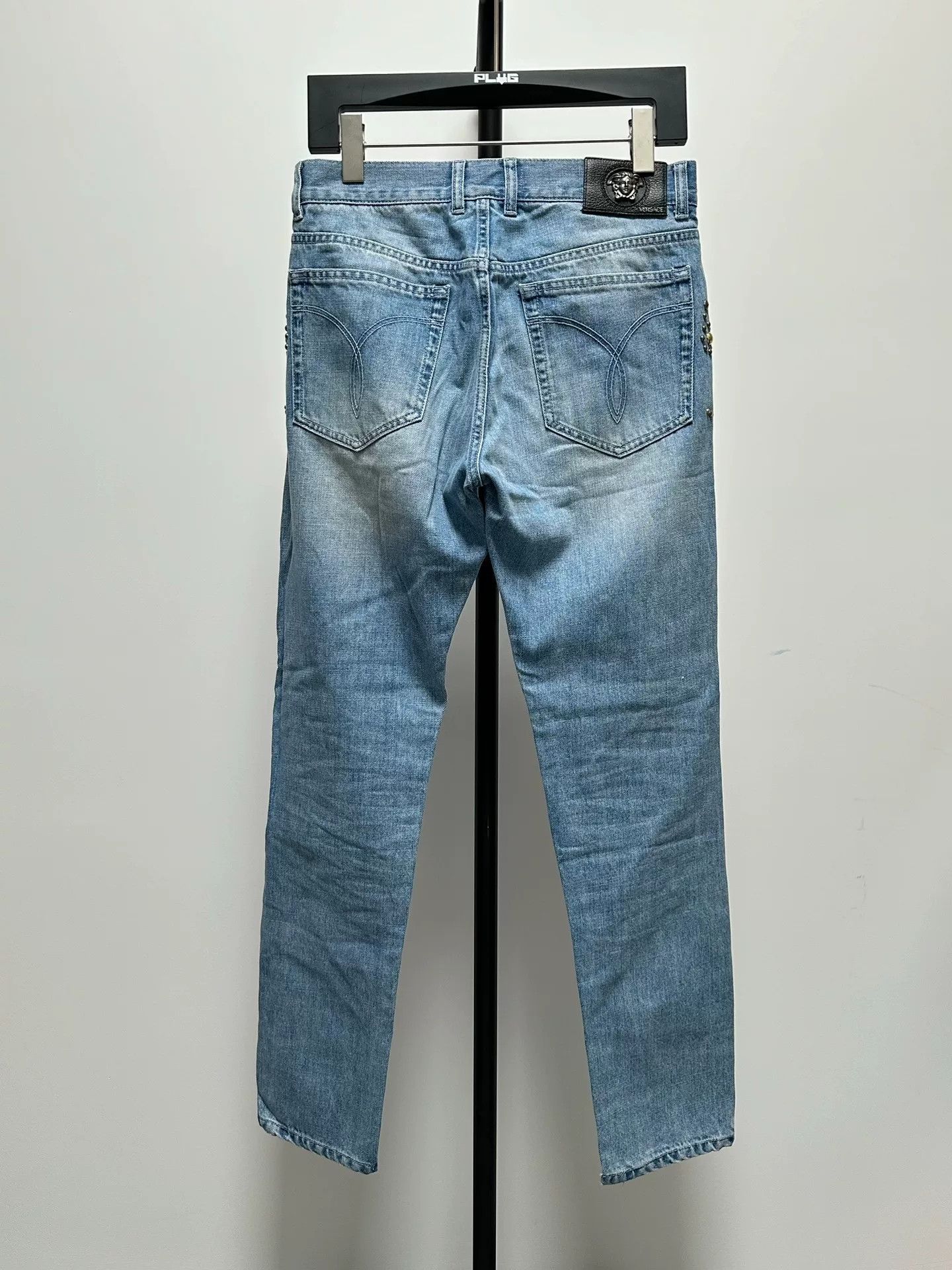 Versace Versace Medusa Leather Patch Studded Jeans Size US 31 - 2 Thumbnail