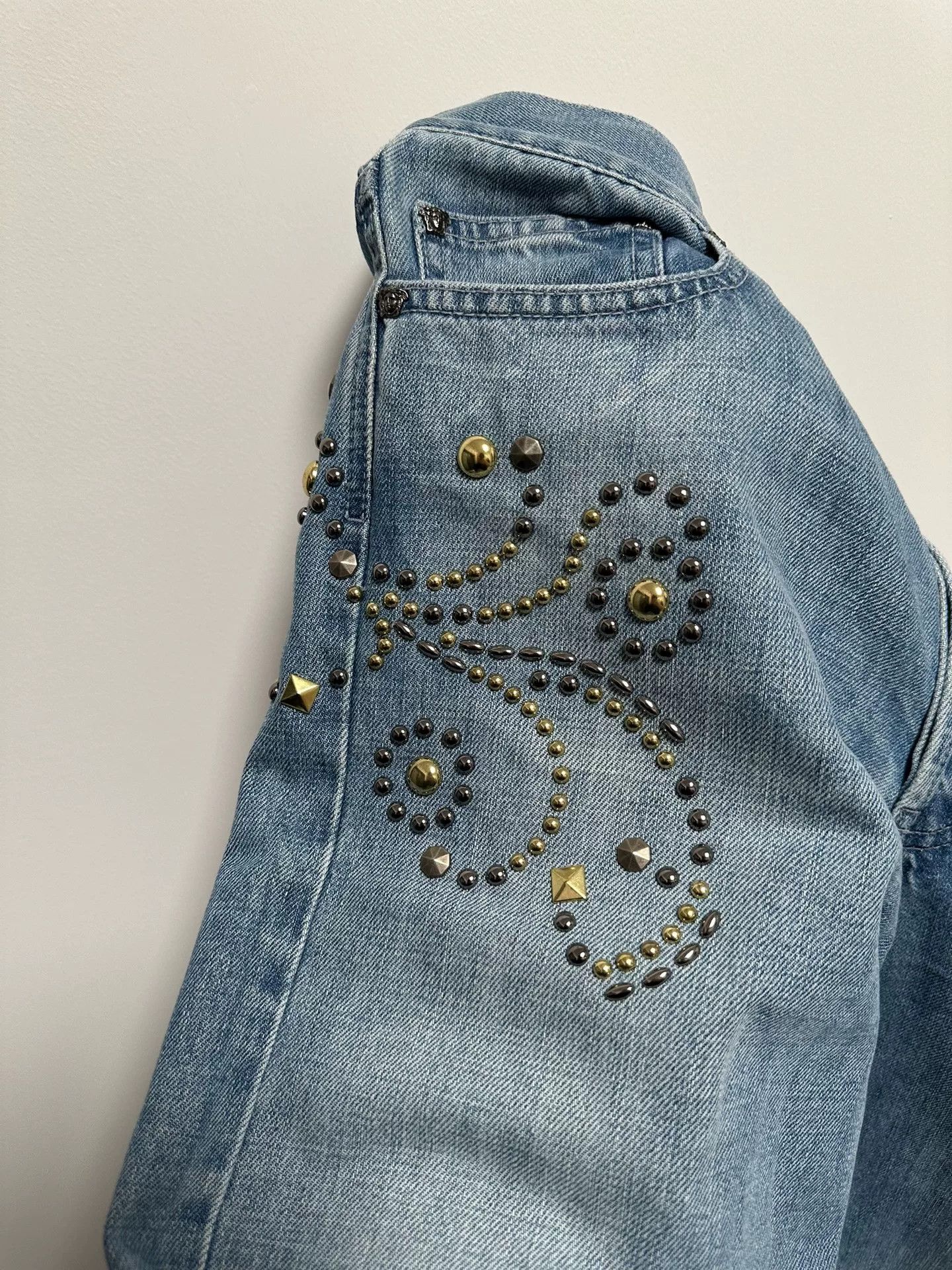 Versace Versace Medusa Leather Patch Studded Jeans Size US 31 - 4 Thumbnail