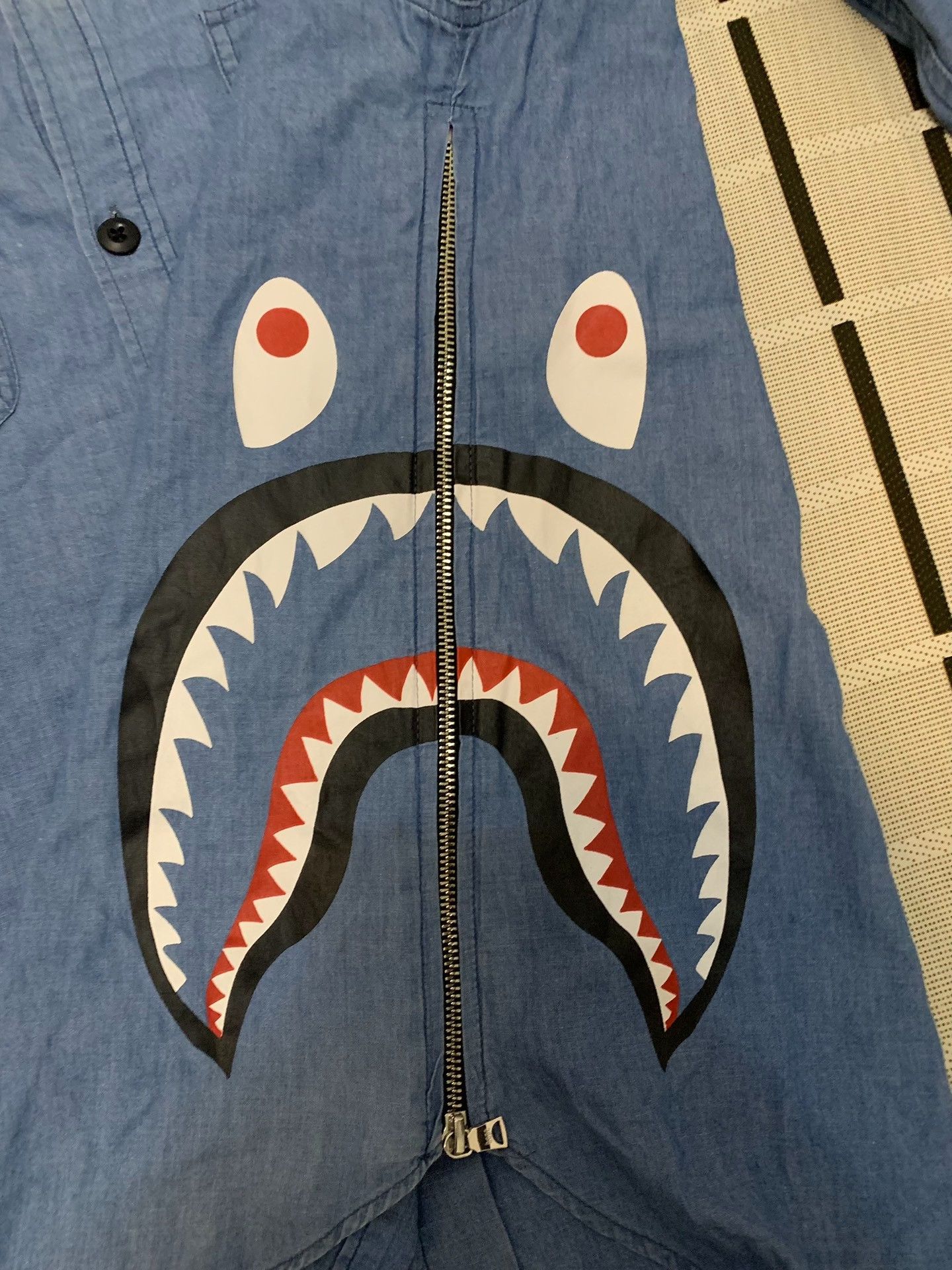 Bape Bape Denim Shark Shirt XL Men Size US XL / EU 56 / 4 - 3 Thumbnail