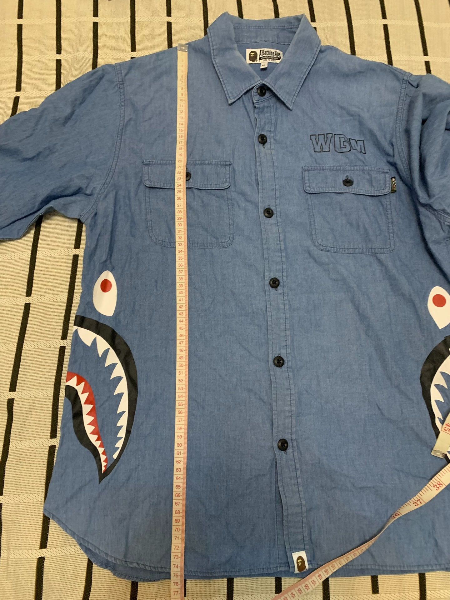 Bape Bape Denim Shark Shirt XL Men Size US XL / EU 56 / 4 - 7 Thumbnail