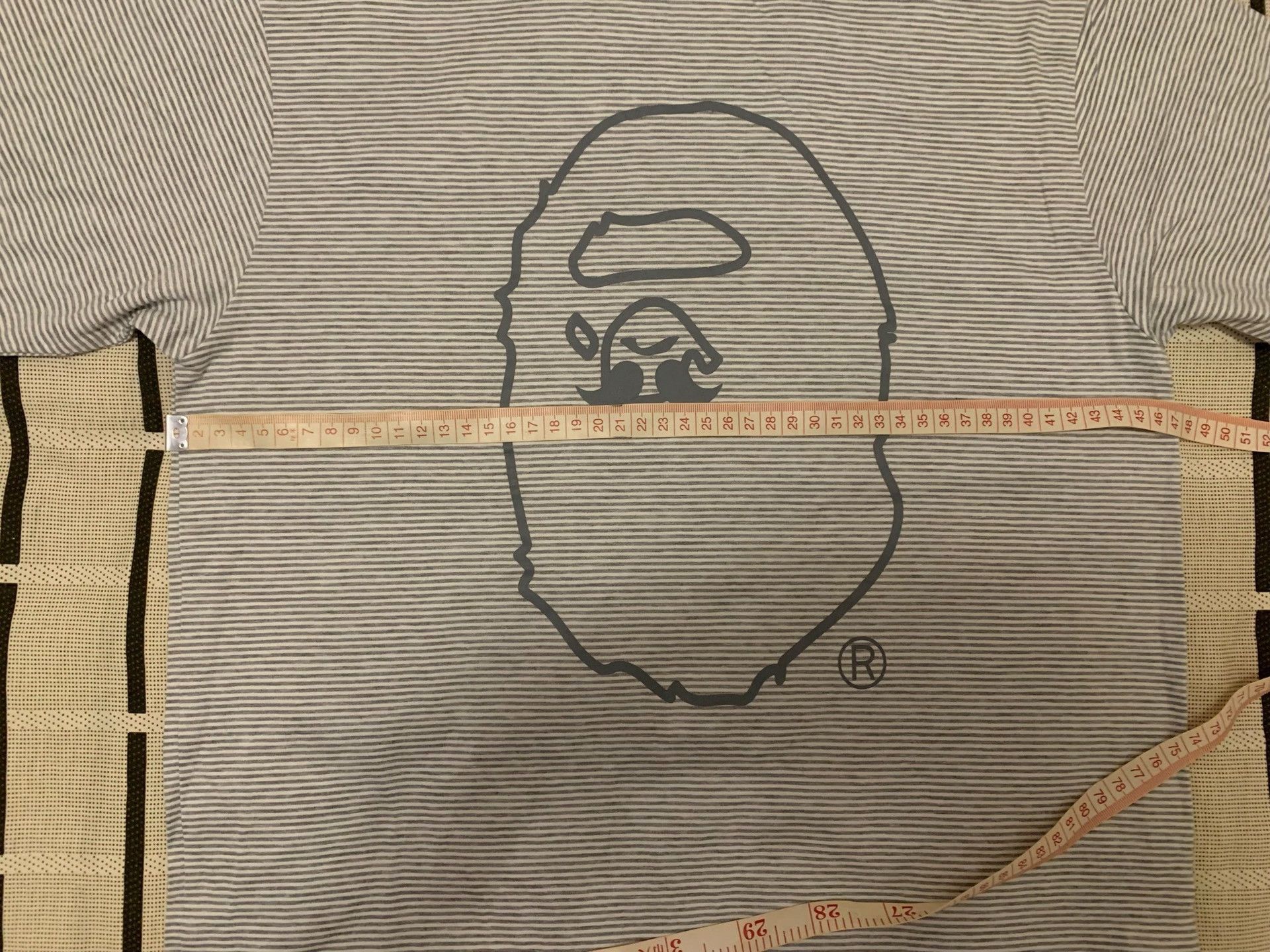 Bape Bape Striped Ape Head Gray T-Shirt M Men Size US M / EU 48-50 / 2 - 8 Thumbnail