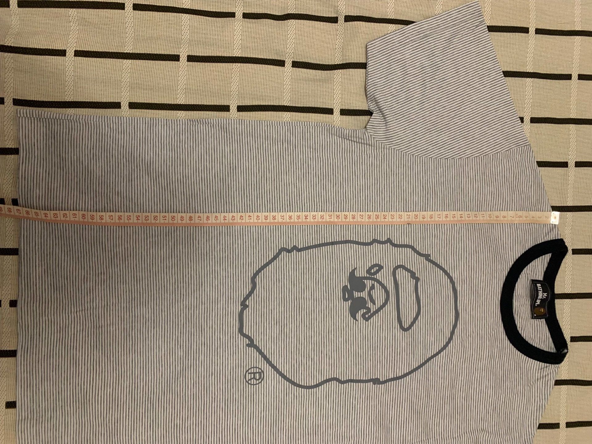 Bape Bape Striped Ape Head Gray T-Shirt M Men Size US M / EU 48-50 / 2 - 7 Thumbnail