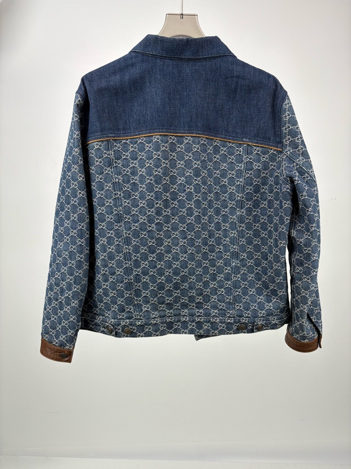 Gucci Gucci GG Logo Leather Patchwork Denim Jacket Size US S / EU 44-46 / 1 - 2 Thumbnail