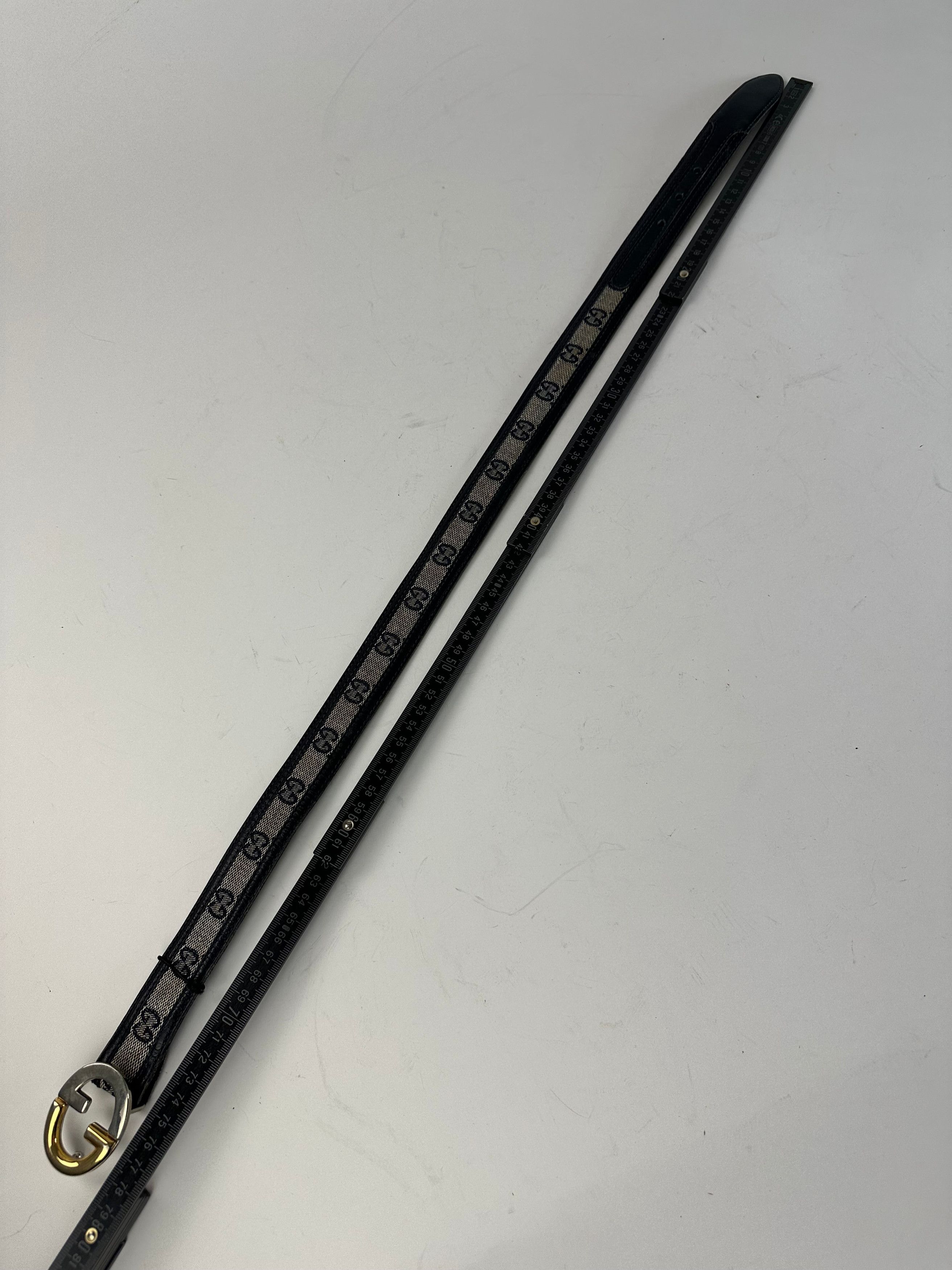 Gucci Vintage Ophidia Monogram Leather Belt Grey Black Size ONE SIZE - 9 Thumbnail