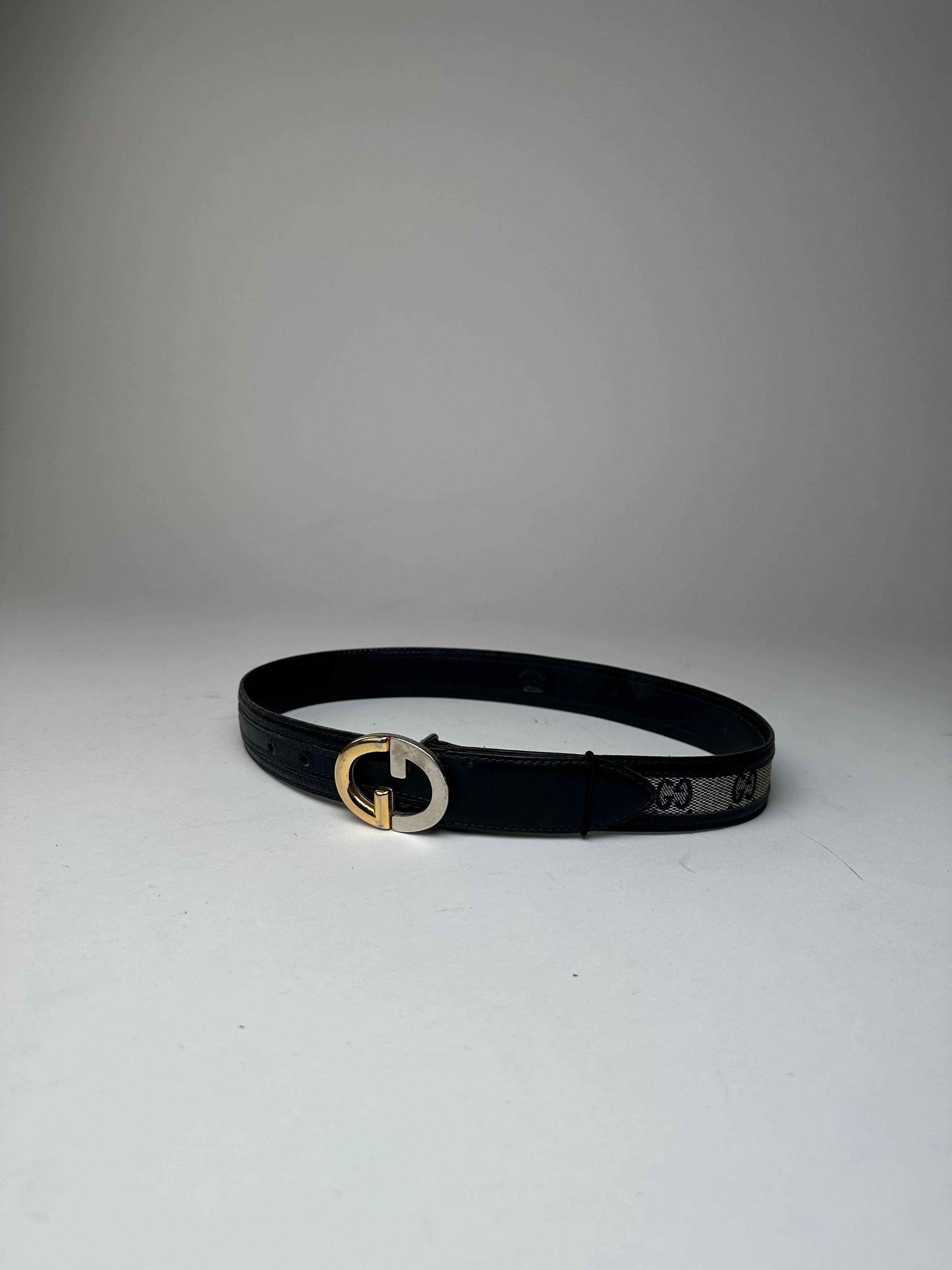 Gucci Vintage Ophidia Monogram Leather Belt Grey Black Size ONE SIZE - 11 Thumbnail