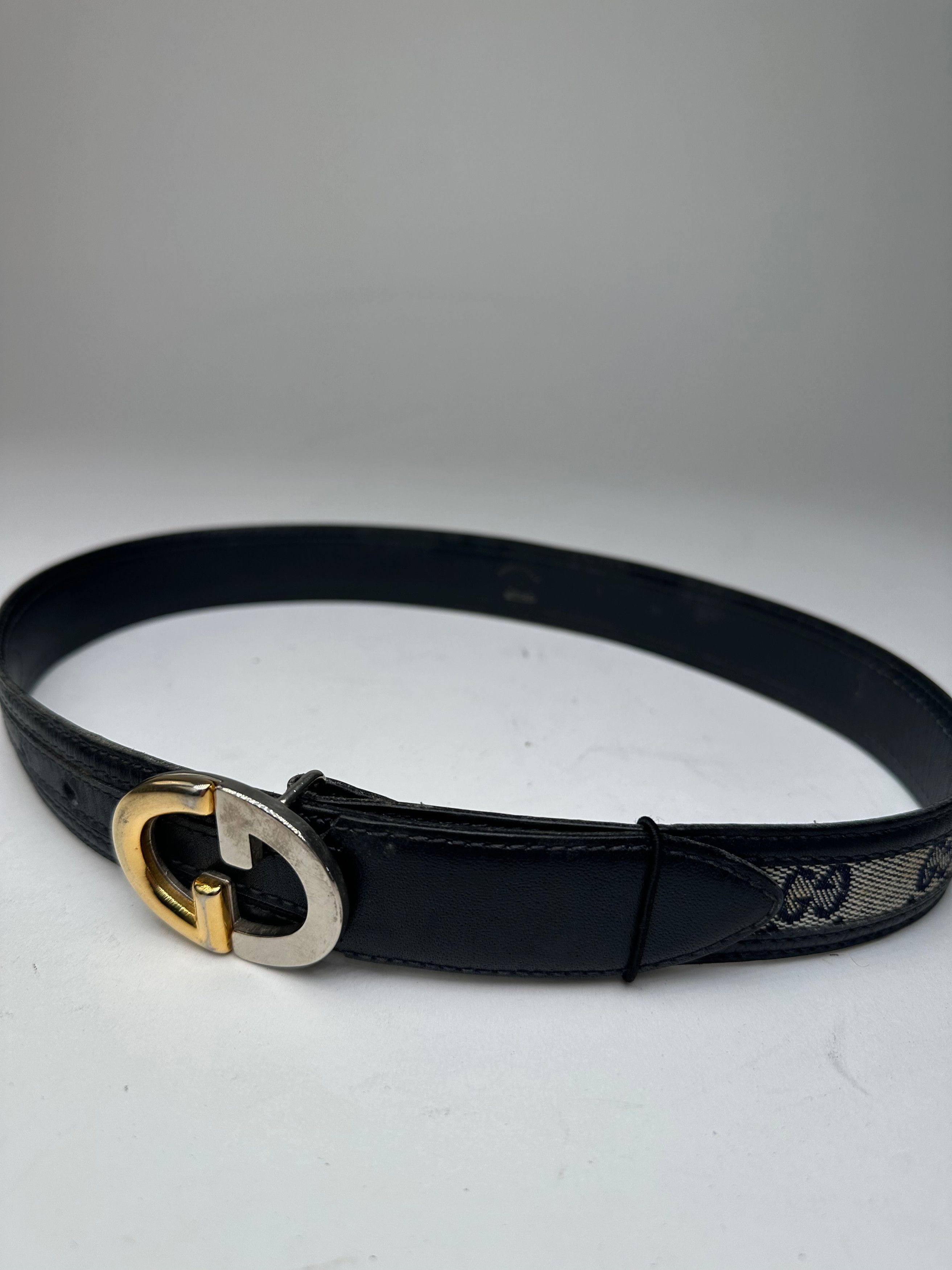 Gucci Vintage Ophidia Monogram Leather Belt Grey Black Size ONE SIZE - 5 Thumbnail