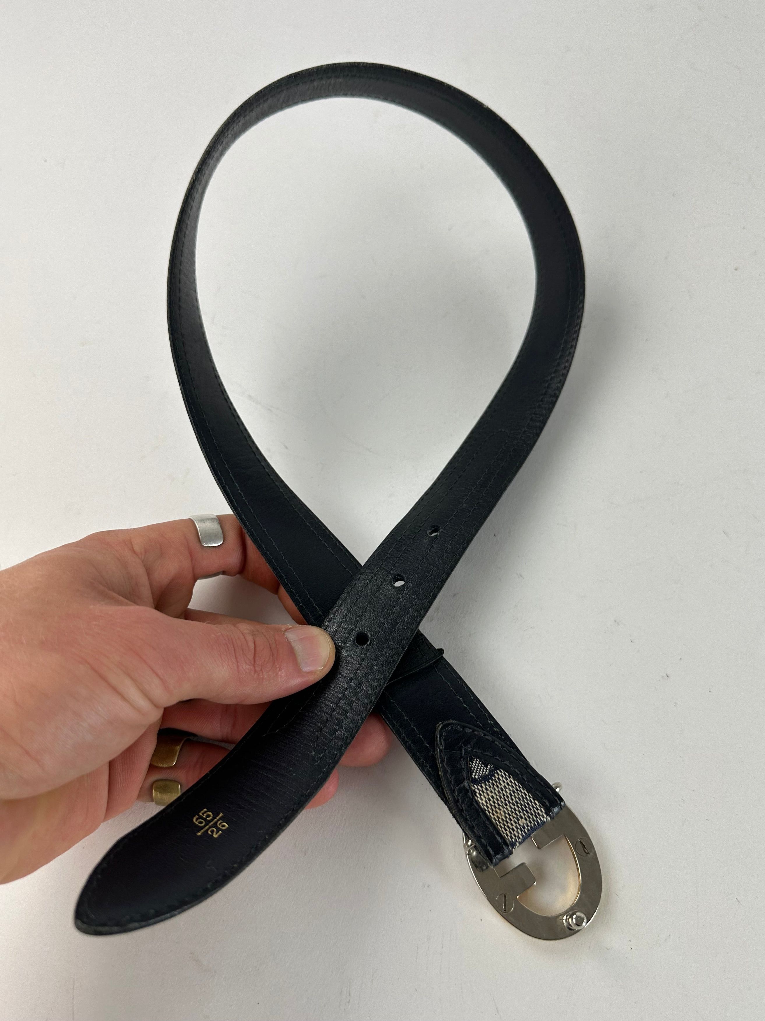 Gucci Vintage Ophidia Monogram Leather Belt Grey Black Size ONE SIZE - 7 Thumbnail