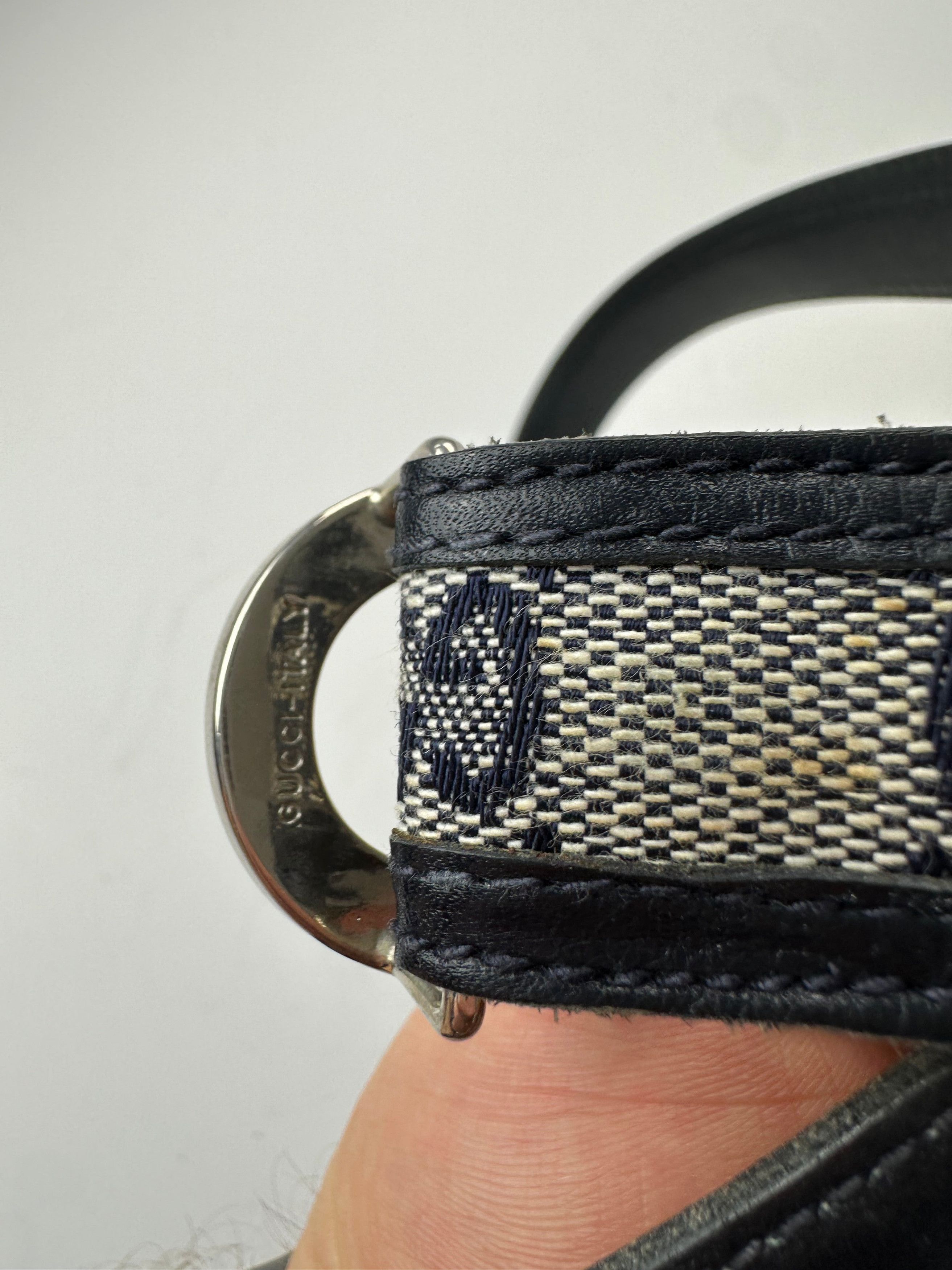 Gucci Vintage Ophidia Monogram Leather Belt Grey Black Size ONE SIZE - 8 Thumbnail