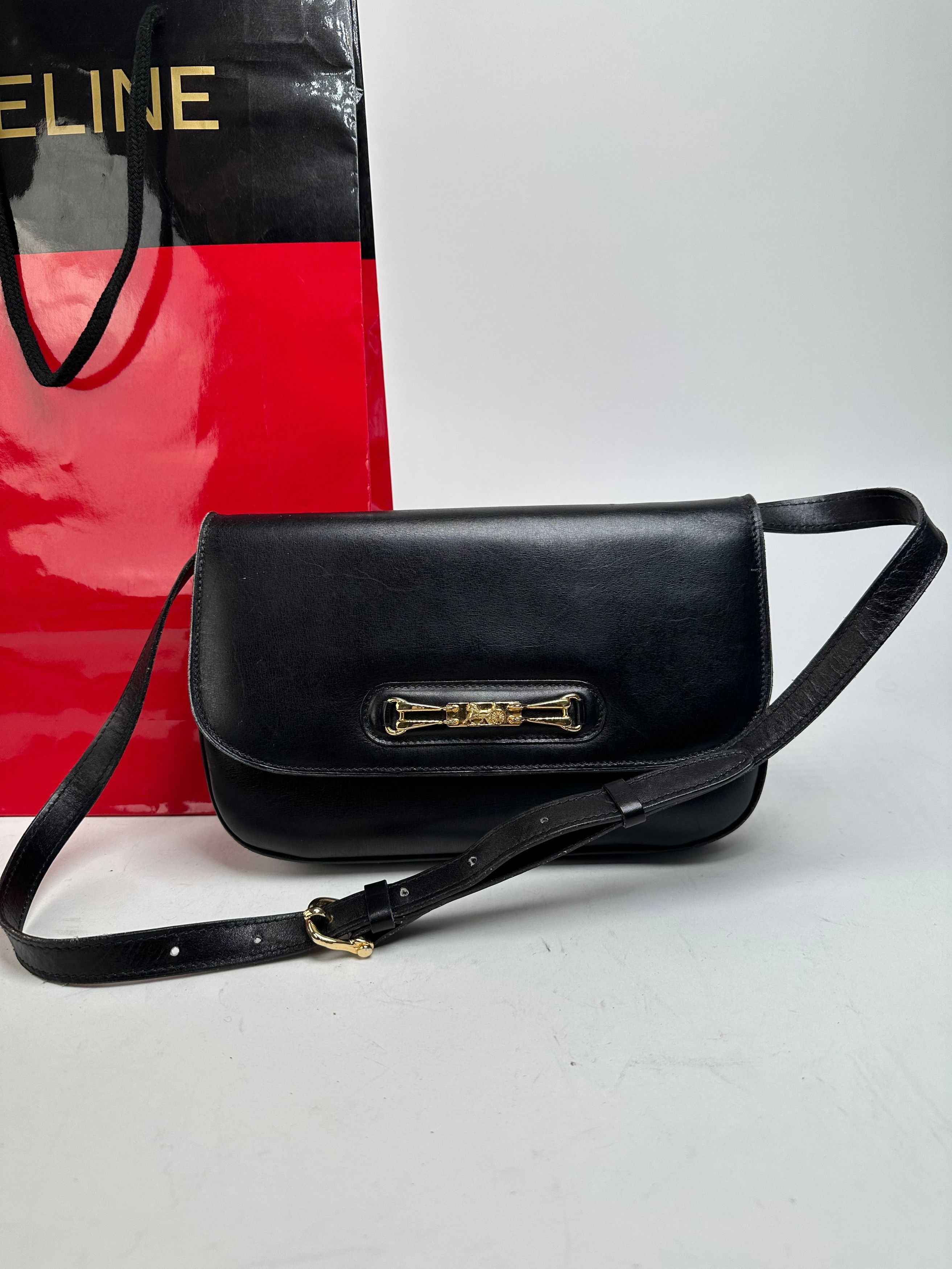 Celine Vintage Leather Shoulder Bag Black Size ONE SIZE - 8 Thumbnail