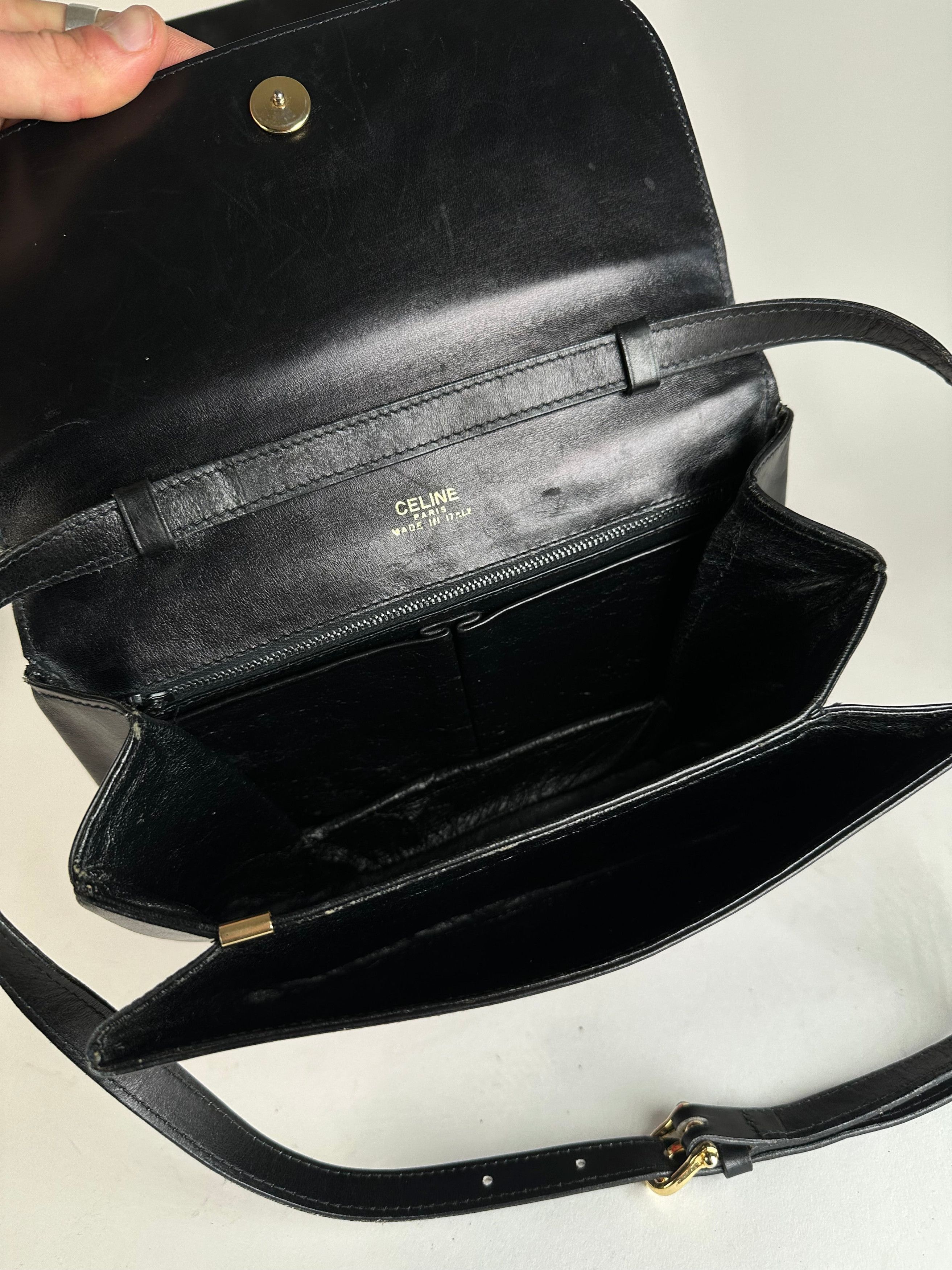 Celine Vintage Leather Shoulder Bag Black Size ONE SIZE - 4 Thumbnail