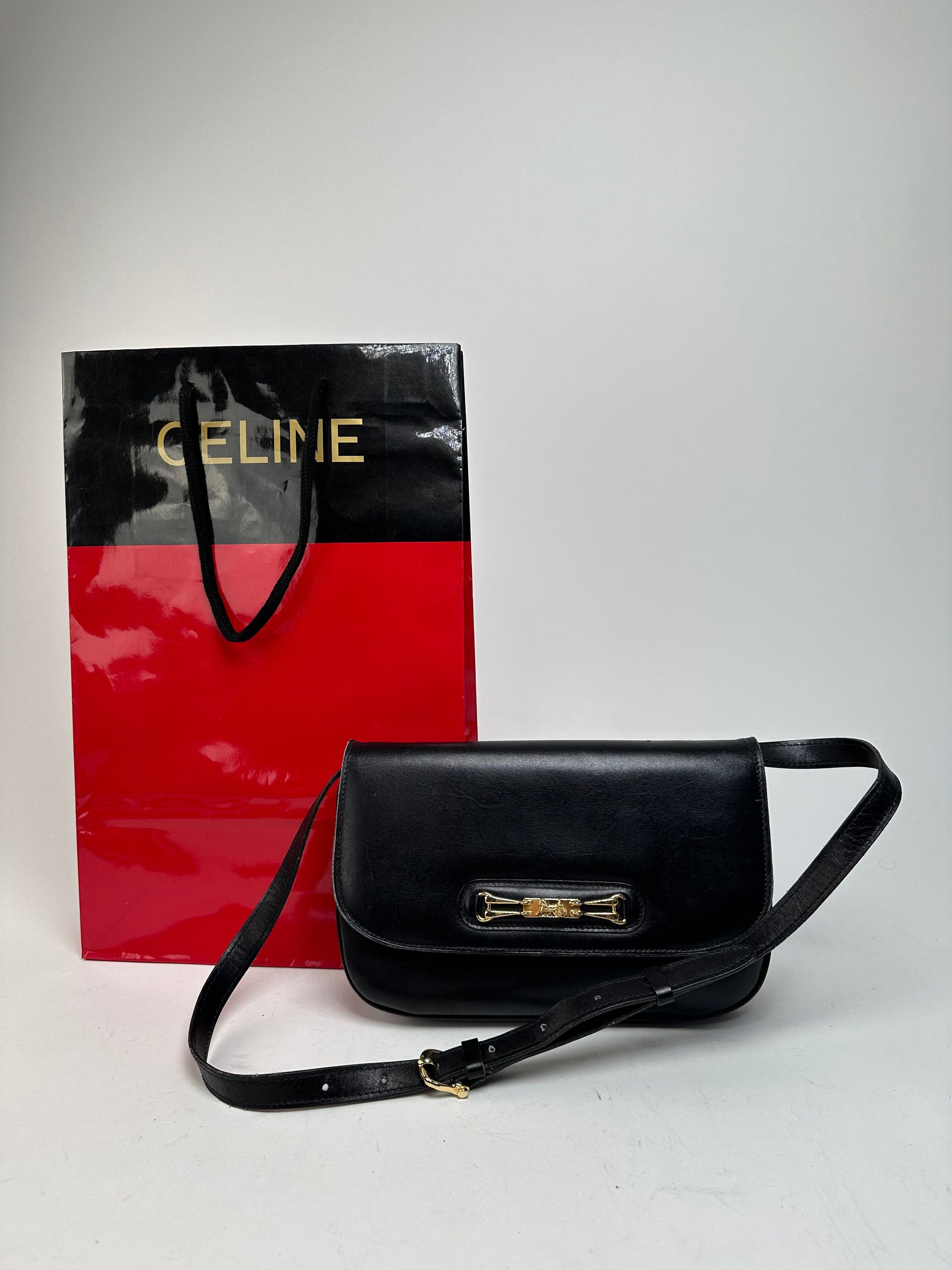 Celine Vintage Leather Shoulder Bag Black Size ONE SIZE - 14 Thumbnail